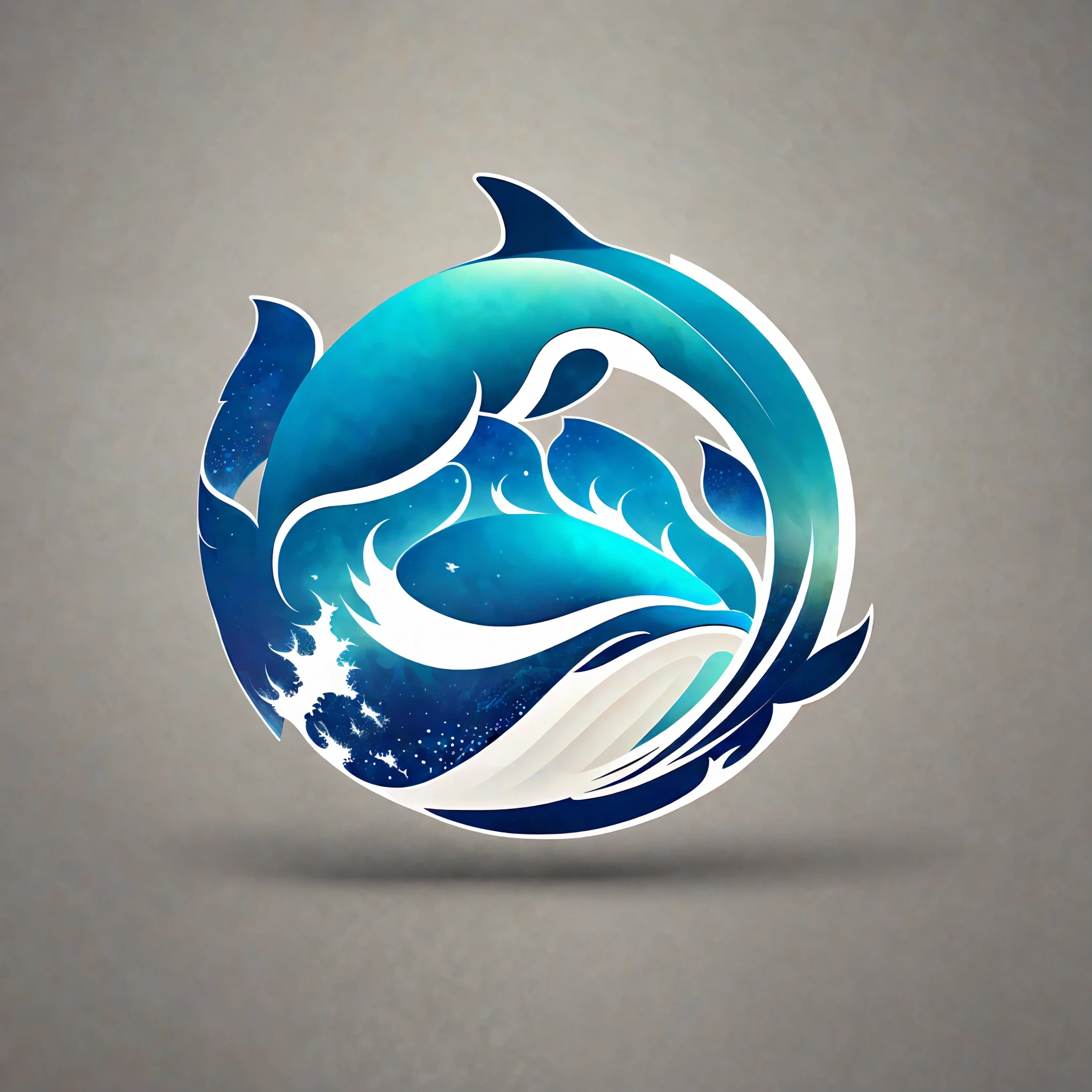 This logo is themed around whales, Presented with clean lines and gradient colors, As if welcoming the user, Complements the overall look, Suitable for different types of branding --auto --s2