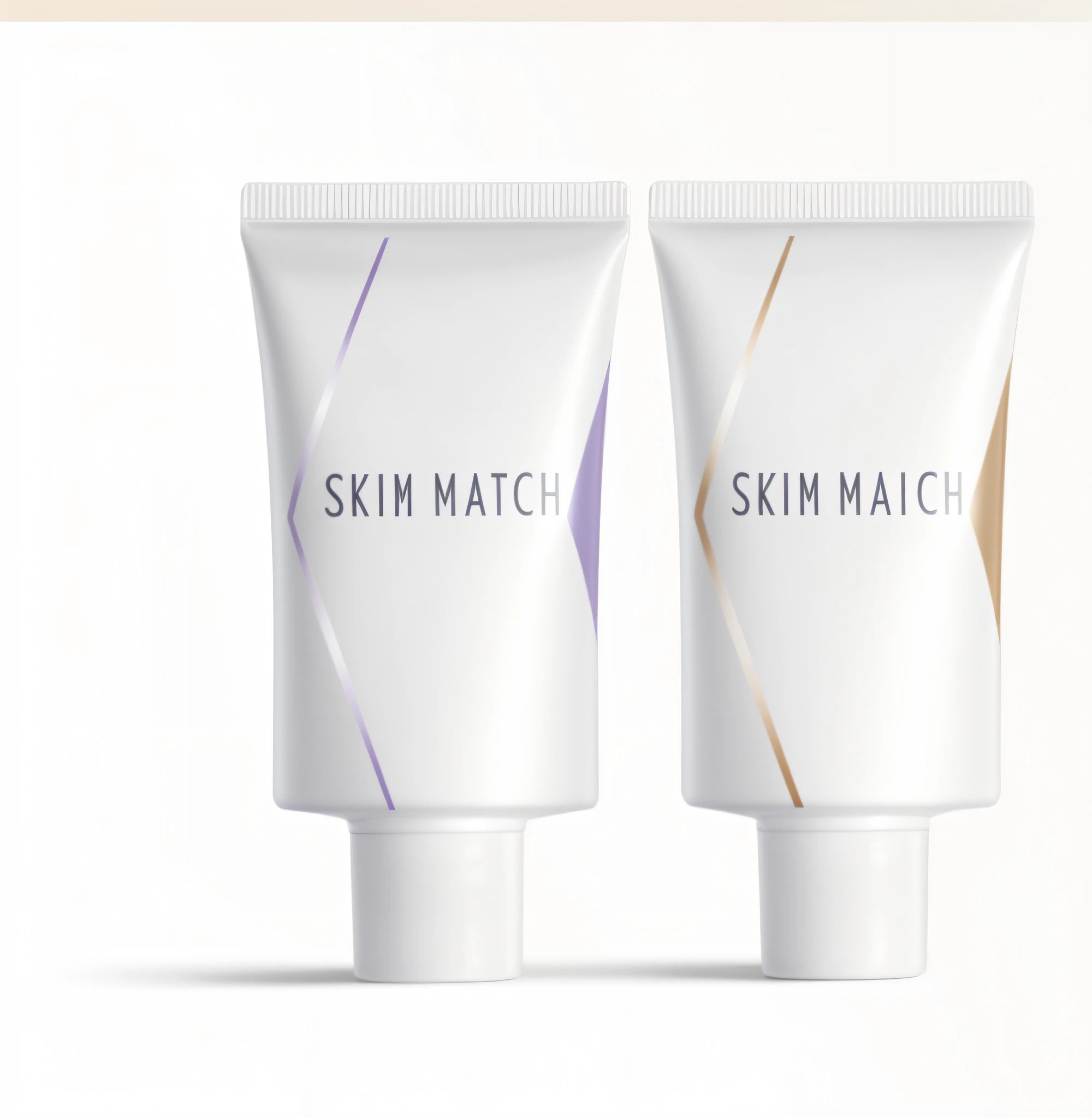 two tubes of skin match cream on a white background, skin care, skincare, smooth porcelain skin, skin, skin textures, skin concept, slim, crisp smooth clean lines, design, synthetic bio skin, skin texture, skin texture natural, sleek white, body, face, smooth body features, skin tinted a warm tone, queen, even skin tone, makeup