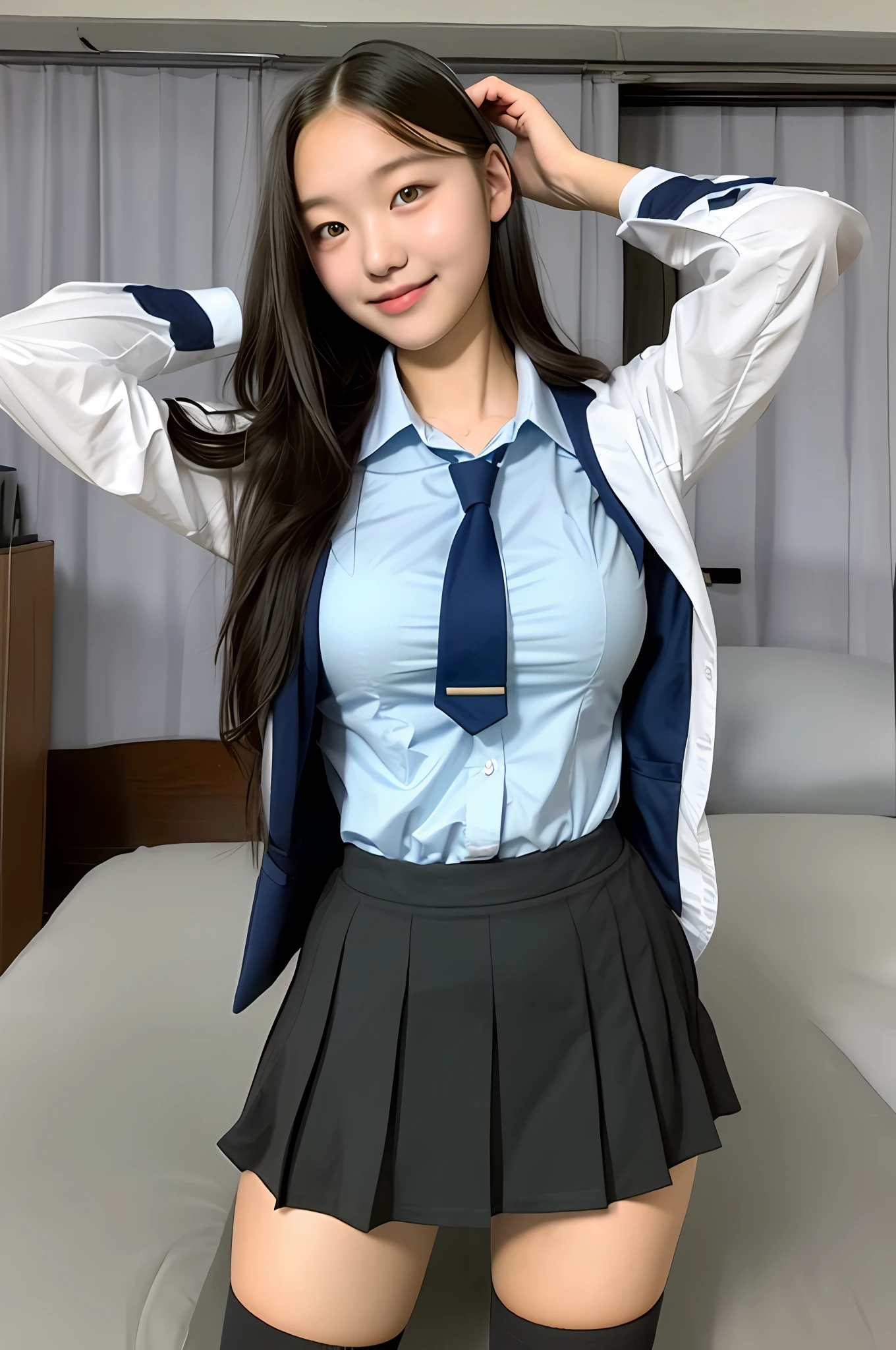 high school student, uniform, sexy, bra