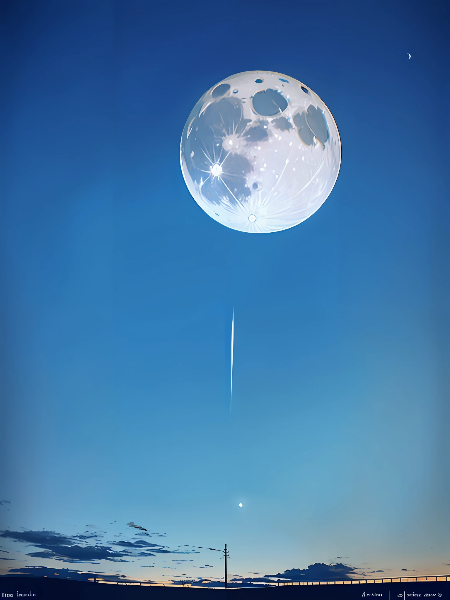 The moon is in the upper right corner, the moon is in the sky, and the moon is in the background! , fading moon, moon out, (moon in background), waxed moon, moon in the sky