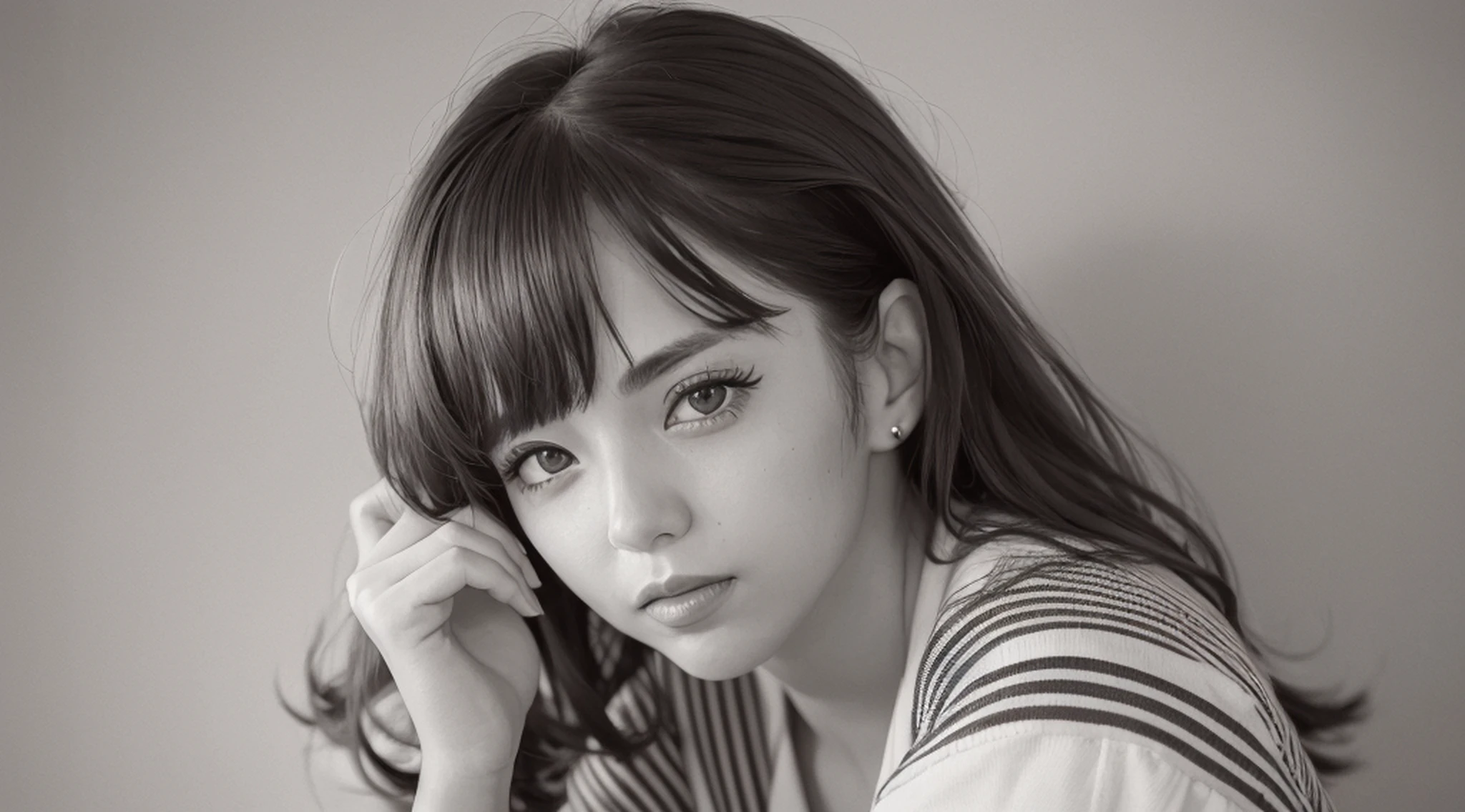 Woman in sailor suit posing for photo, ebay listing thumbnail, dominant pose, Araki style, seductively looking ahead