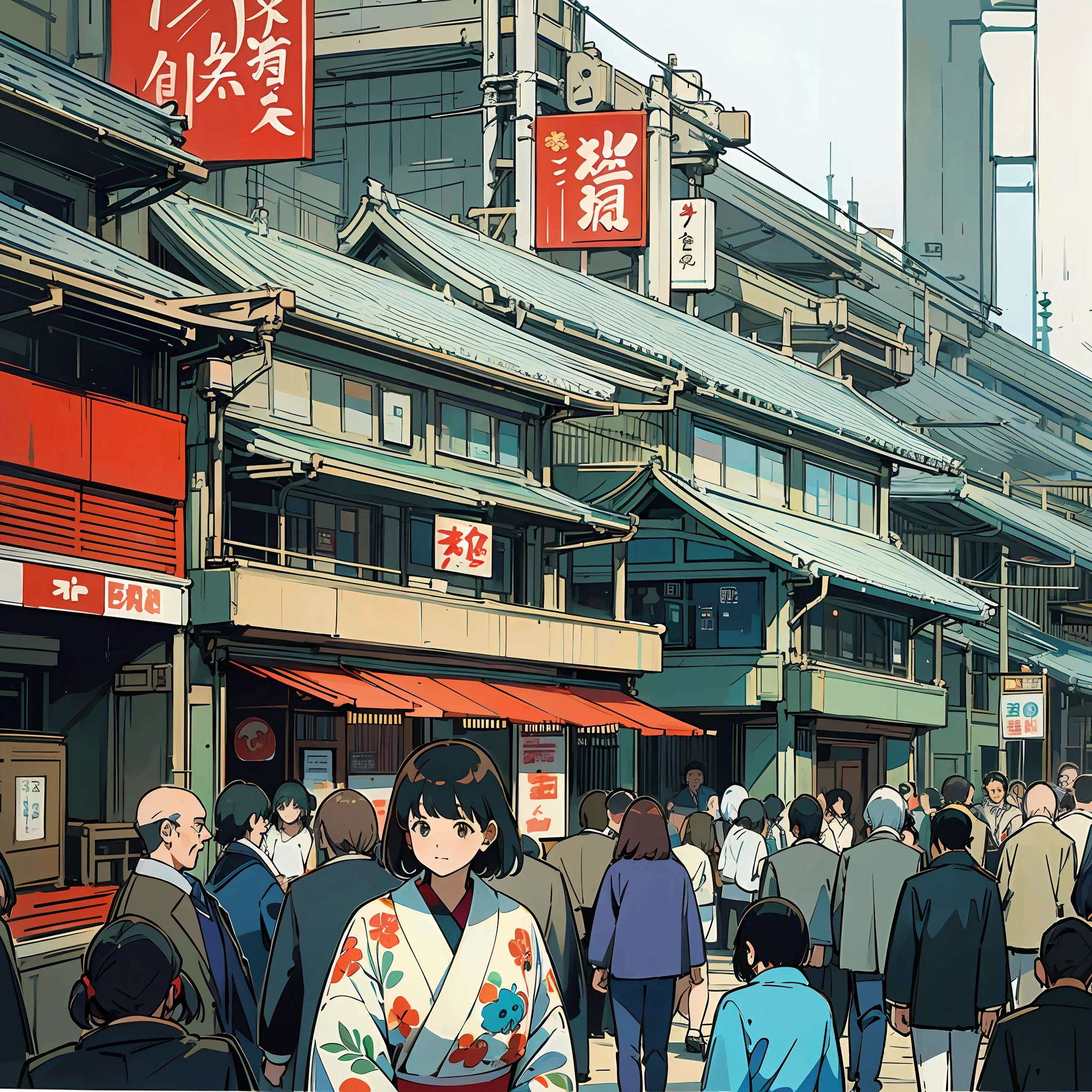 1970s Tokyo scenery, 1970s people, vintage photo, --auto --s2