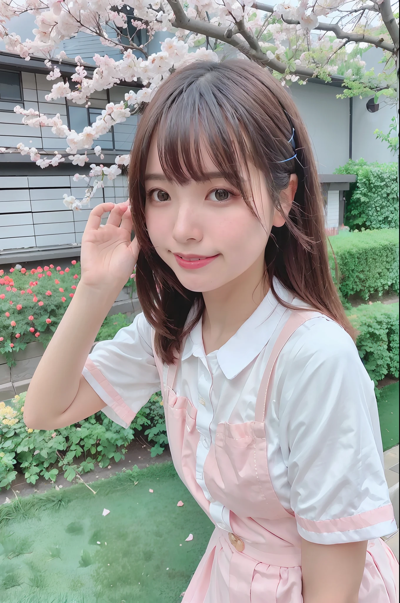 best quality, ultra high res, (photorealistic:1.4),blush,cute,(detailed face),light smile,
looking at viewer,
upper body, japanese clothes,
sunny,river,(cherry blossoms),blue sky,