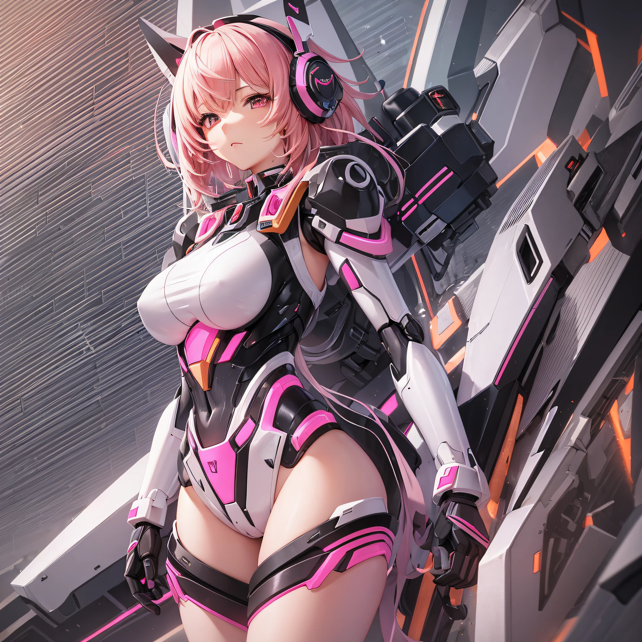 Mecha head Full body mecha Pink mech Female Bare thighs Legs 1 meter long Upper body 0.7 meters long Bare legs Bust 36D Bare chest Peach-shaped chest --auto --s2