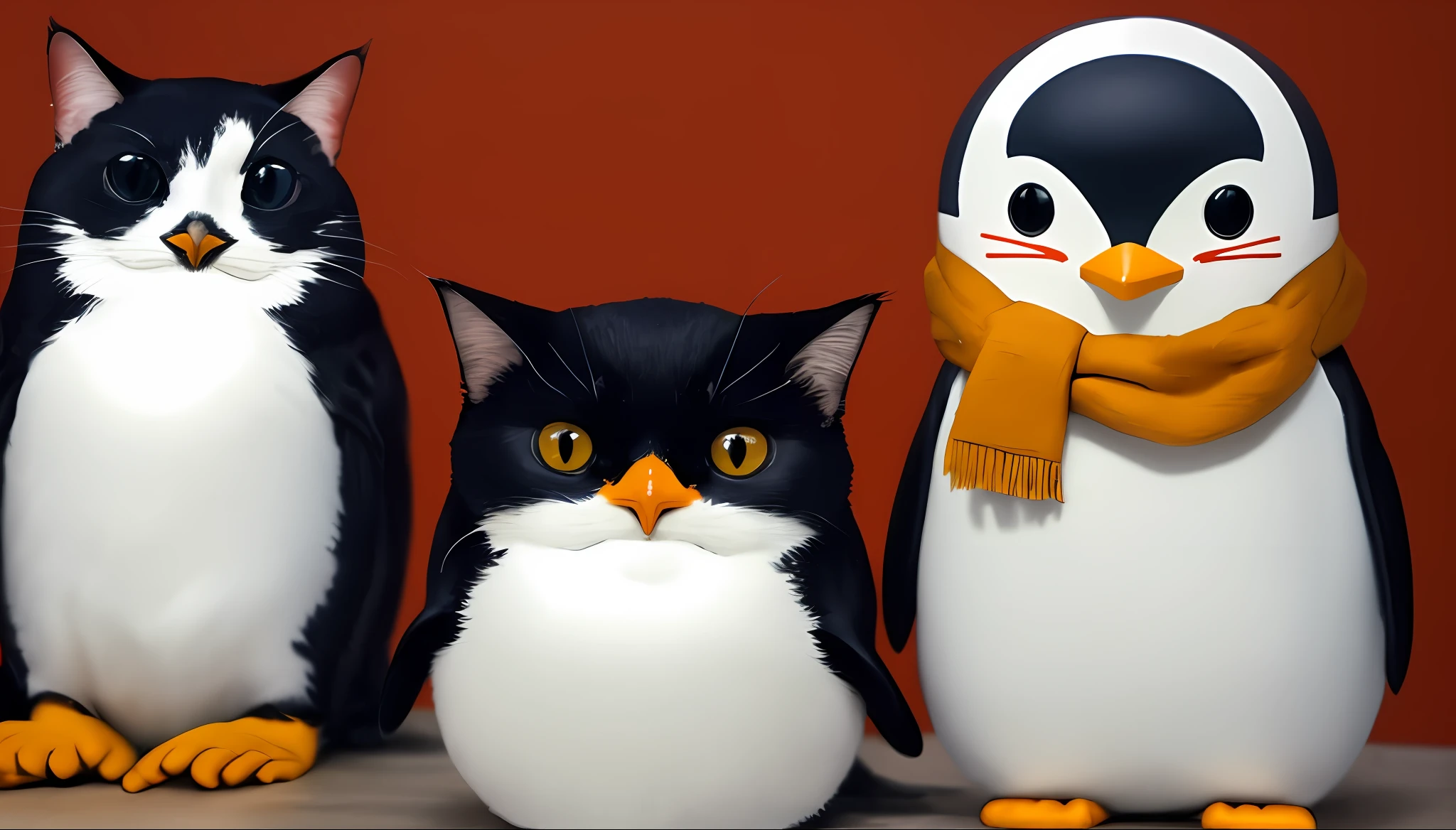 Cat with penguin head