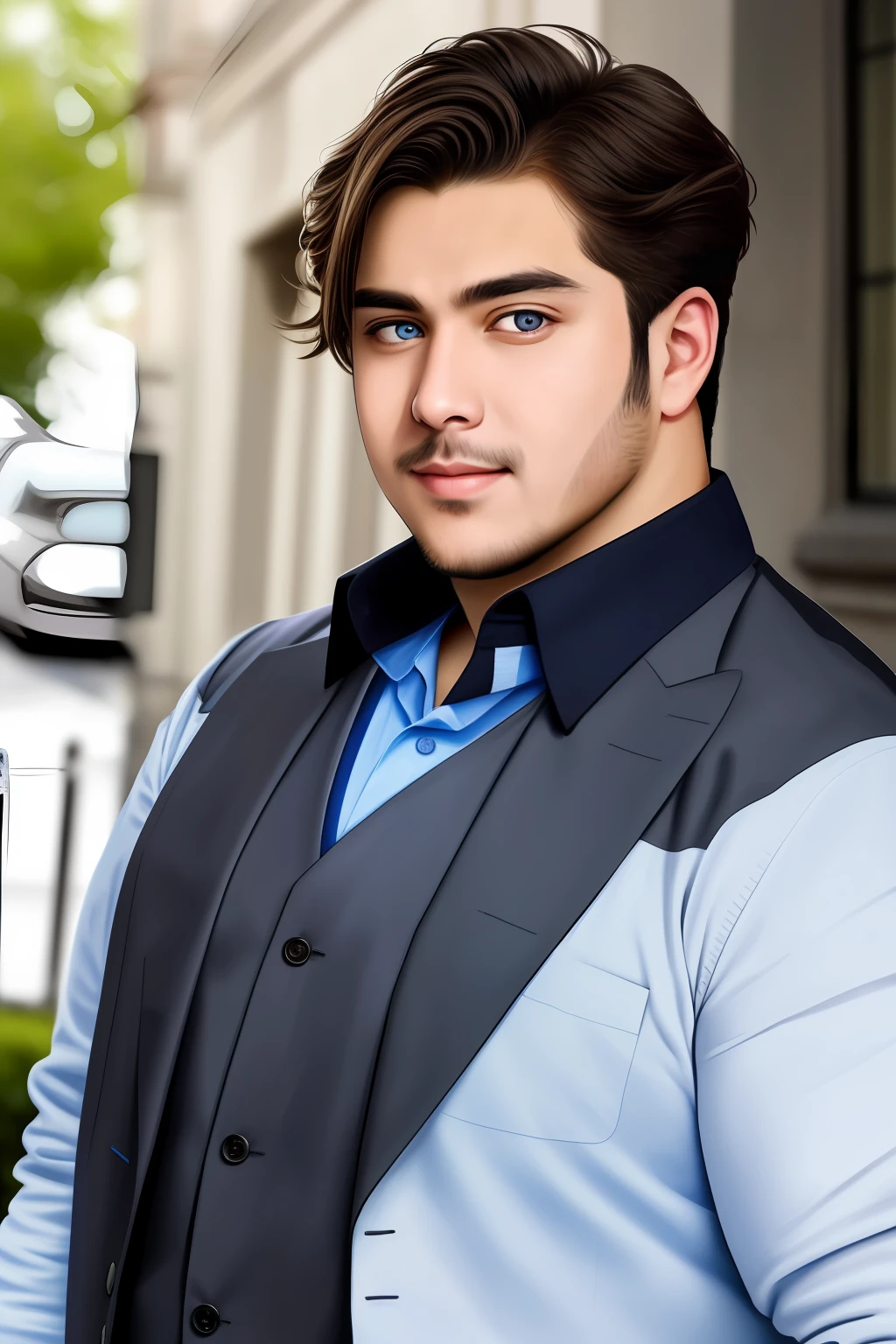 A male, fat, clear and deep eyes, slightly raised corners of the mouth, masterpiece, best quality