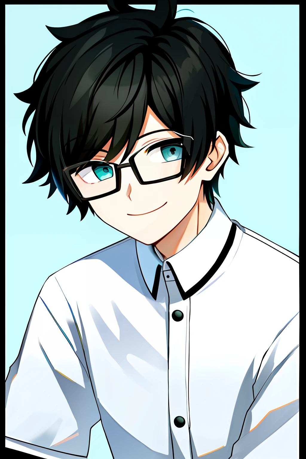 Q version boy avatar wearing black-framed glasses, short black hair, and a smile