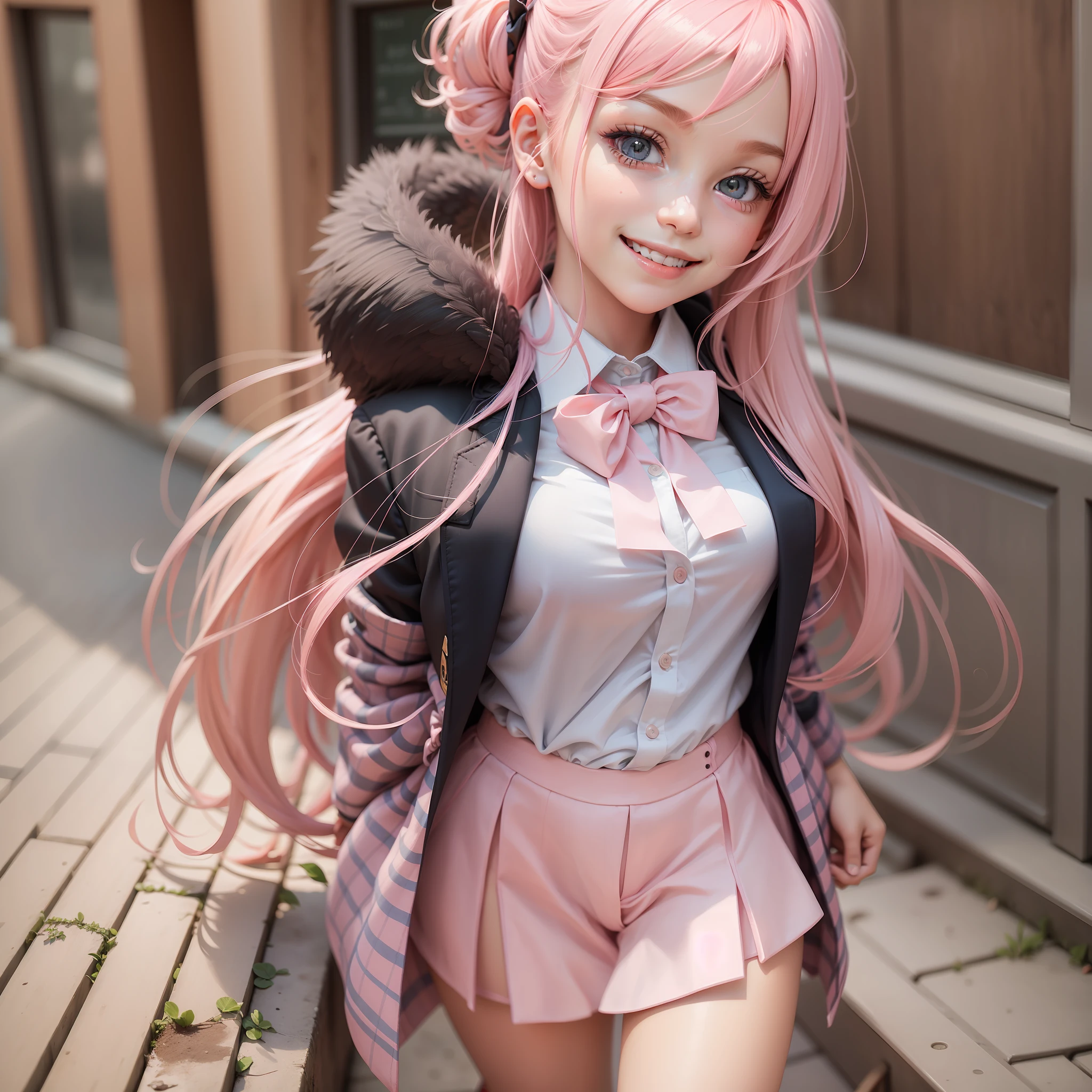 GIRL　Wings of an Angel　pink hair　BEST QUALITY　A Masterpiece　smiling smile　beautiody　school uniforms