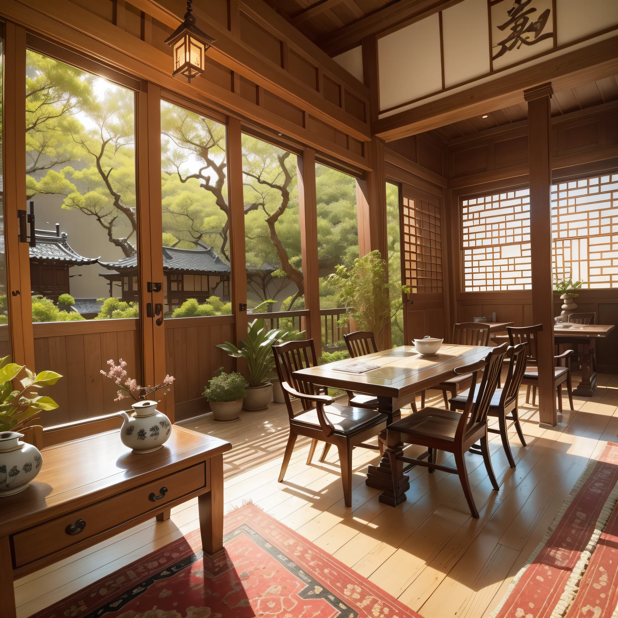 Inside the teahouse, there are antique tea tables and tea tables, and the environment is beautiful and leisurely, which makes people have a quiet and comfortable feeling