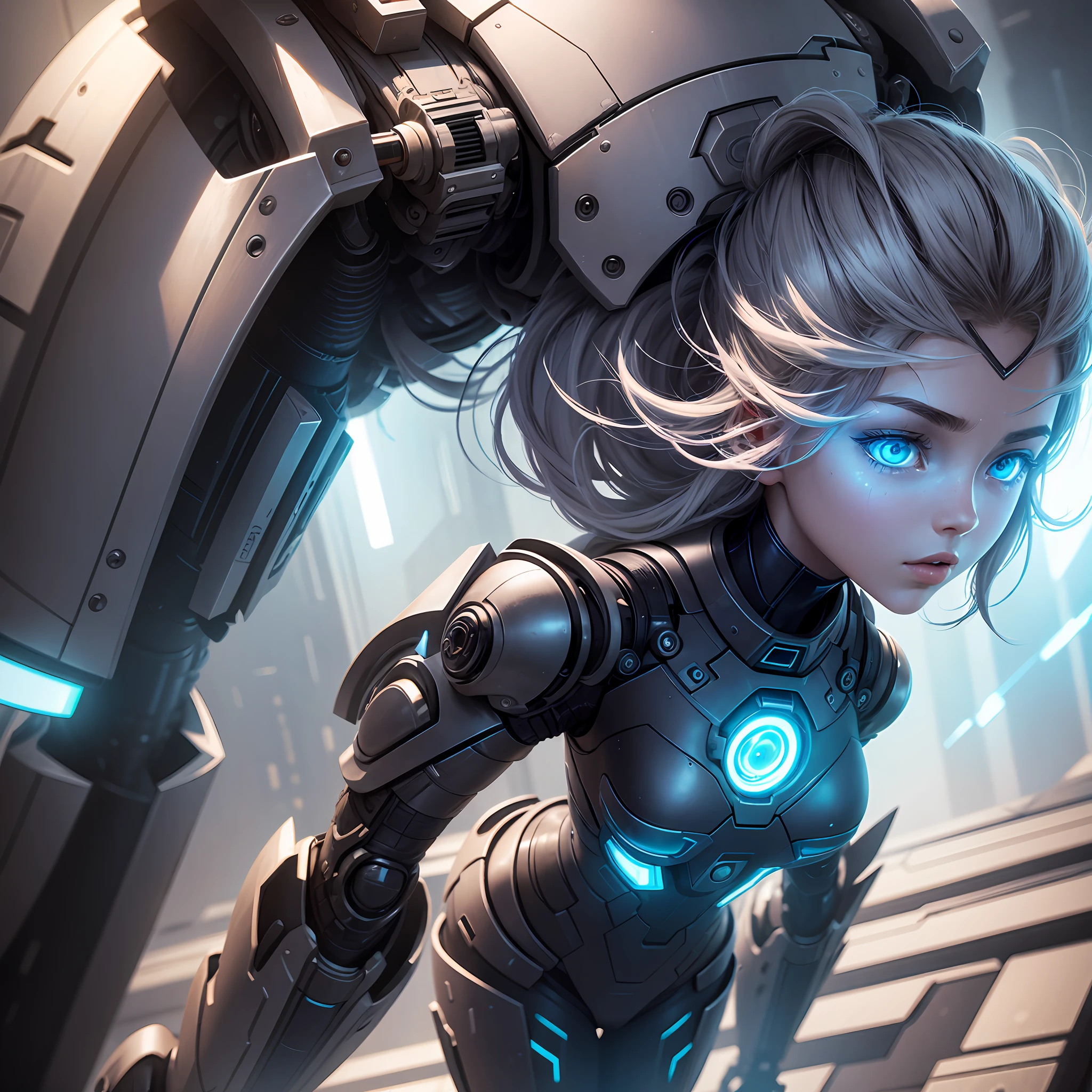 Background with futuristic elements, with Girl studying with robotic elements, with the highlighted phrase "Do not let prograstination dominate overcome your limits firmly and with faith and constancy",