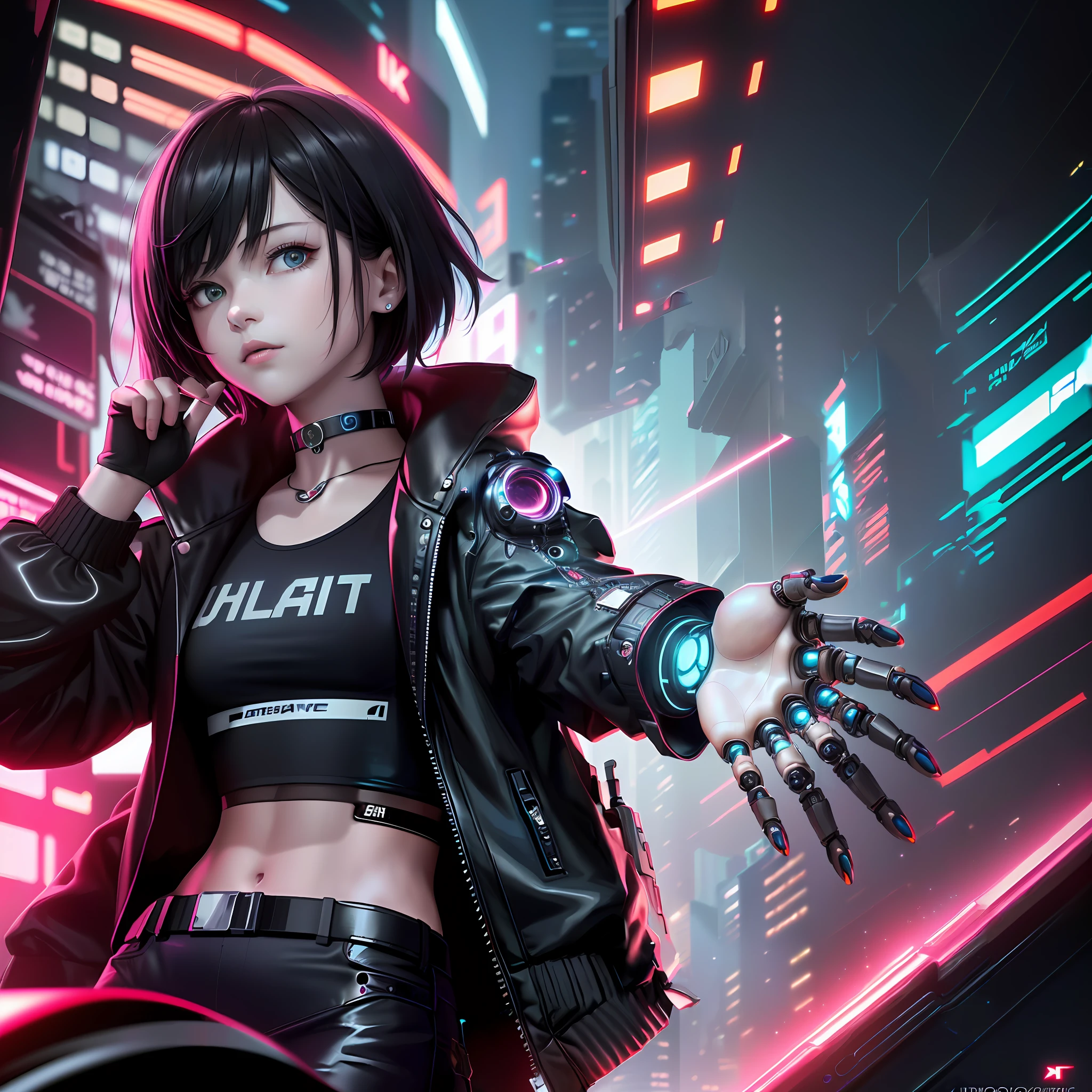 (ultra-detailed CG artwork, best quality,masterpiece),(beautiful hands,beautiful robot hands,beautiful cyborg hands,small hands,five fingers),cyberpunk cyborg arm, cyberpunk,cyberpunk digital art,