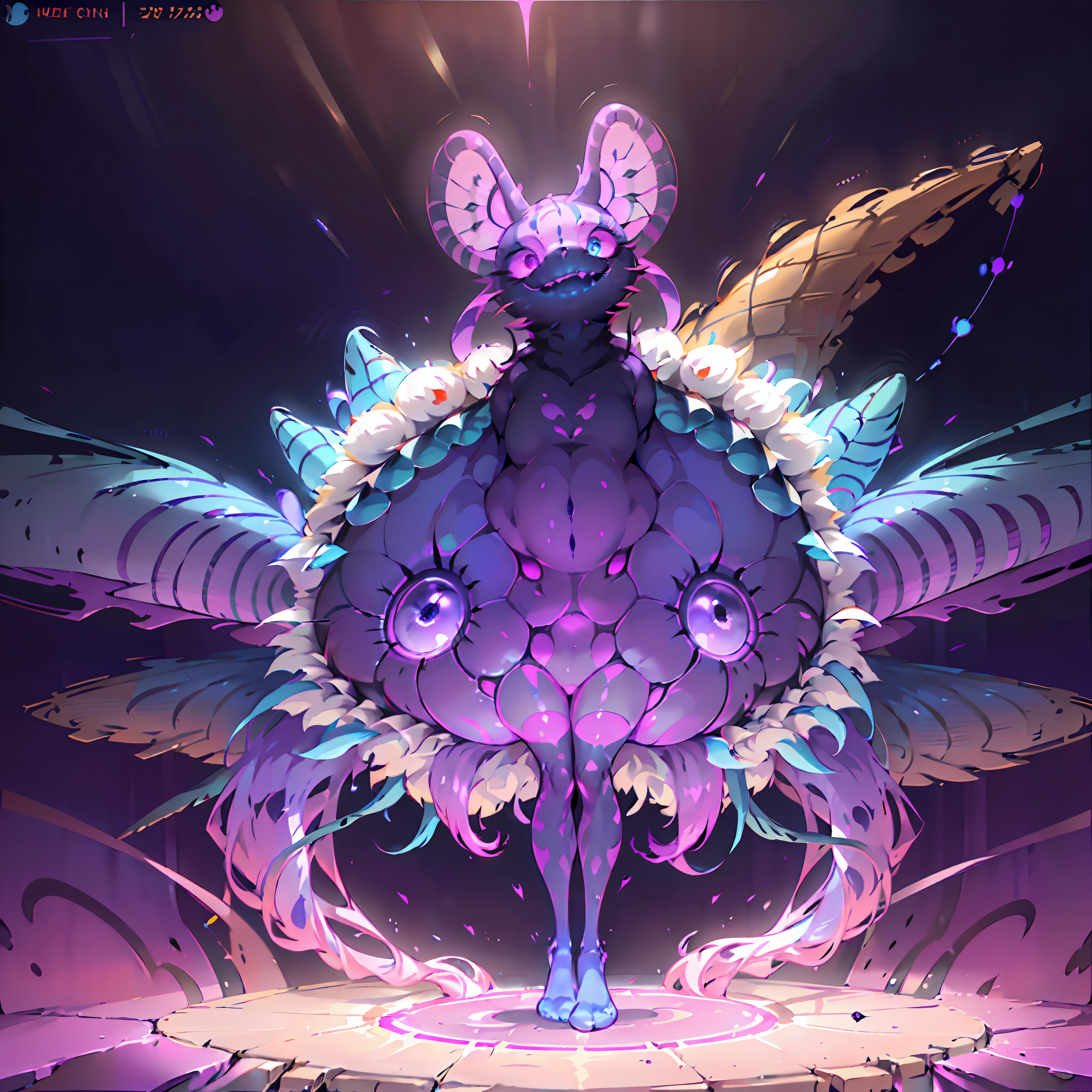 (one cheshire cat:1.3), (wonderful:1.05), (mutant:1.1), (wide mouth), (Brightly-Blue eyes), glowing neon-purple fur, neon striped tail, mischievous, sinister, (creepy), (Abstract color background), neon lines on the background, sharp focus, (glowing purple fire on background), (full body), udr, 4k, (no human:1.65), (non-human:1.65), (no humans:1.65), (no people:1.65)