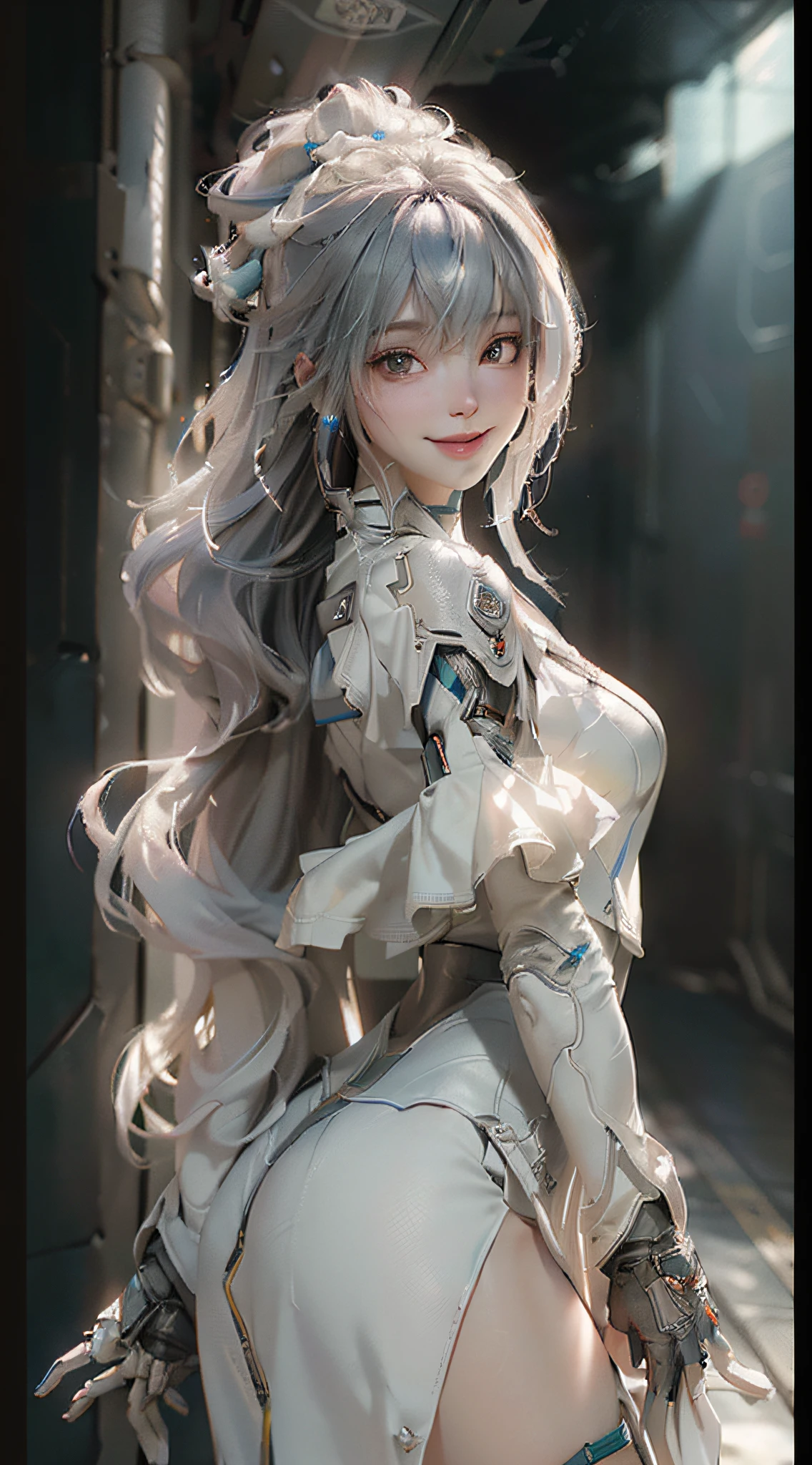 (Best Quality), ((Masterpiece), (Detail: 1.4), 3D, A Beautiful Cyberpunk Female Figure, Smile, HDR (High Dynamic Range), Ray Tracing, NVIDIA RTX, Super-Resolution, Unreal 5, Subsurface Scattering, PBR Textures, Post-processing, Anisotropic Filtering, Depth of Field, Maximum Sharpness and Sharpness, Multi-layer Textures, Albedo and Highlight Maps, Surface Shading, Accurate simulation of light-material interactions, perfect proportions, Octane Render, two-color light, large aperture, low ISO, white balance, rule of thirds, 8K RAW,