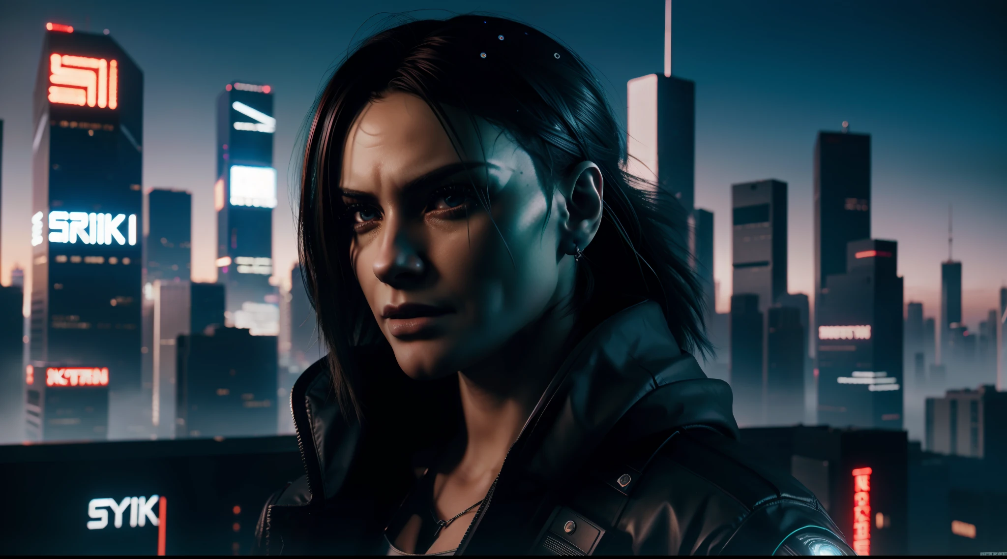 cyberpunk city, realistic skyline, cyber urban fantasy, vibrant, photorealistic, realistic, dramatic, dark, sharp focus, 8k
