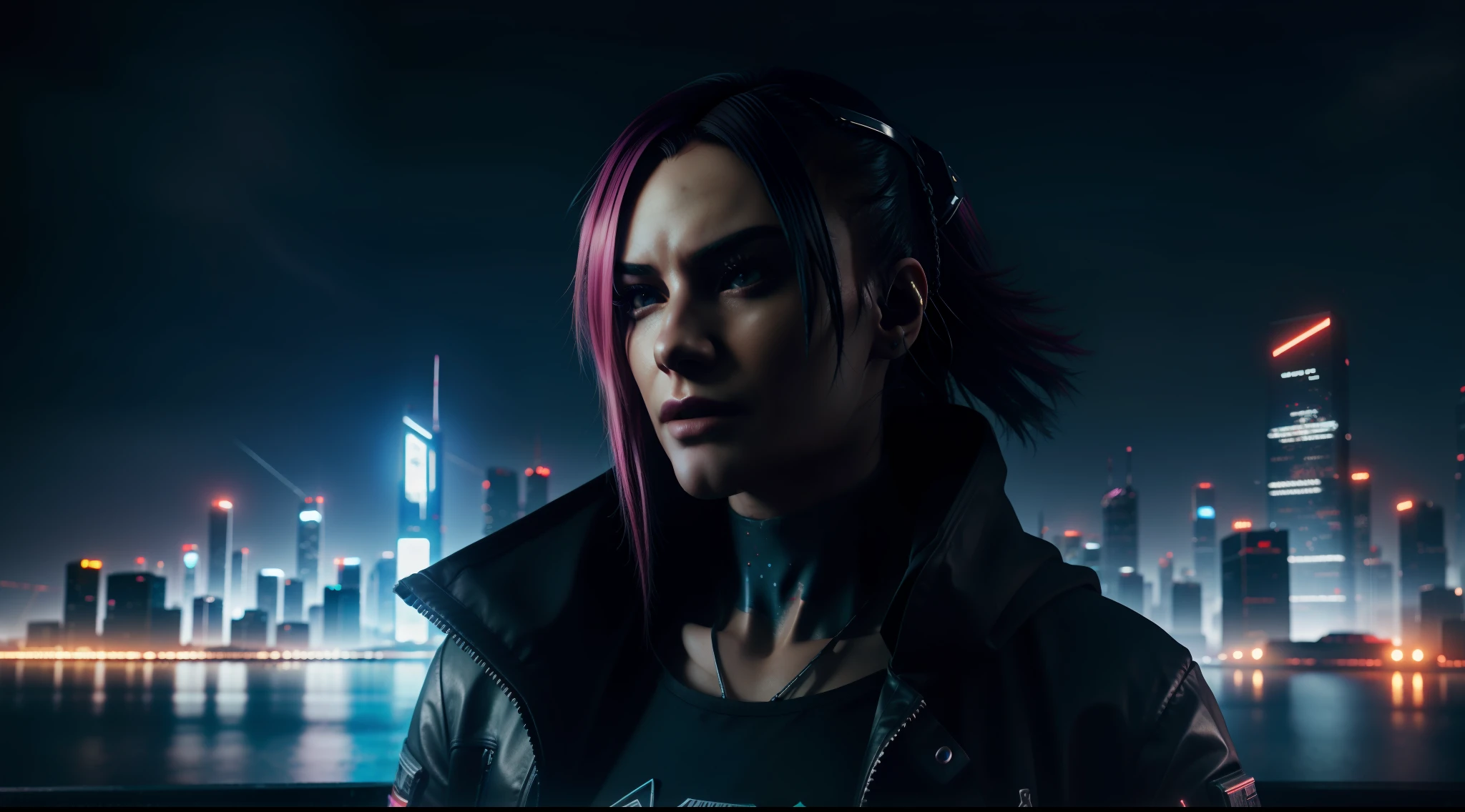 cyberpunk city, realistic skyline, cyber urban fantasy, vibrant, photorealistic, realistic, dramatic, dark, sharp focus, 8k