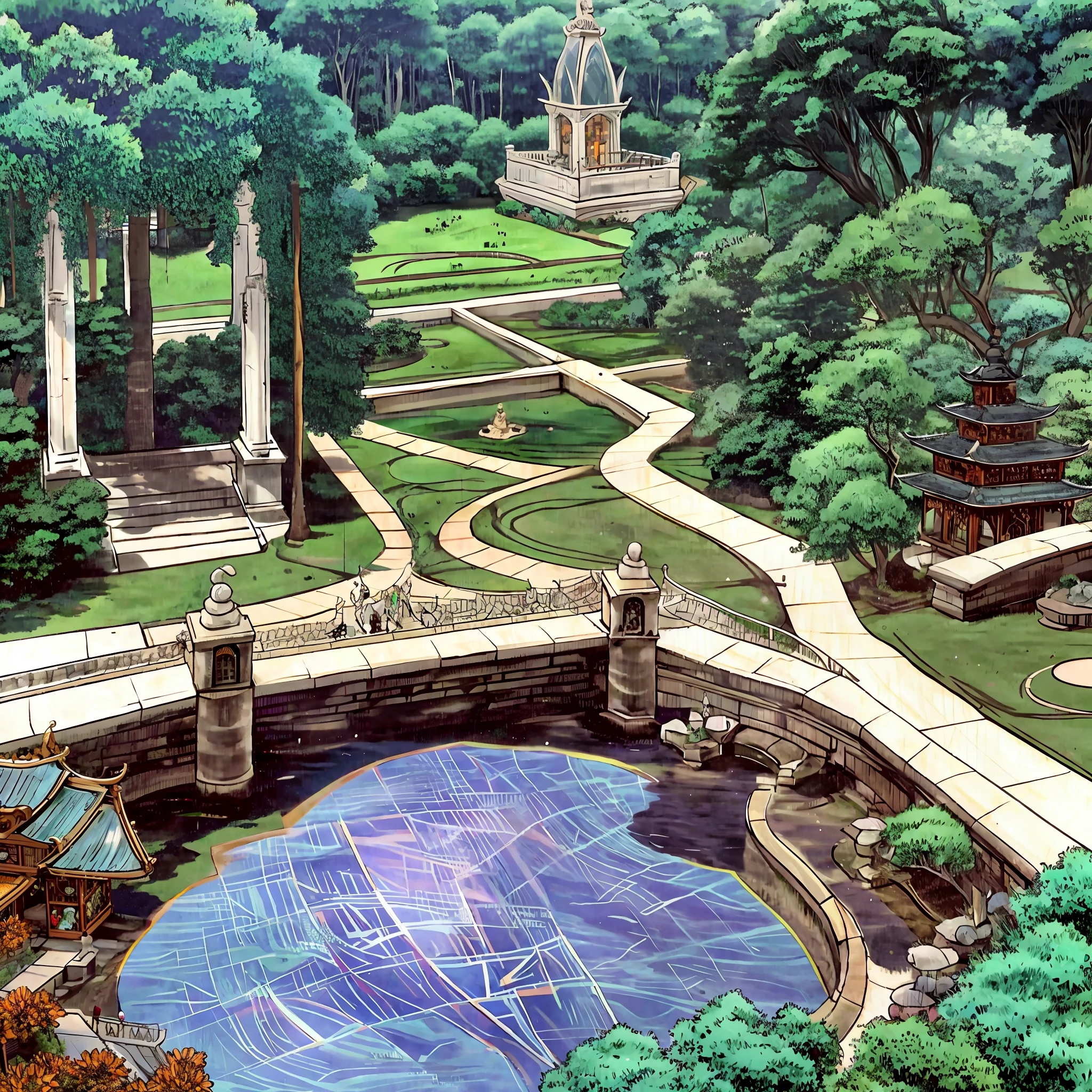 The high platform scene in the Calling Gods ceremony is simple and elegant, like a fairy wonderland, and there is a sense of mystery when viewed from afar.
The internal buildings of the high platform are staggered and built on the high platform, and when you look around, it seems that the entire high platform has become a huge temple. There is a high mountain at the top of the high platform, which is not high but very steep, and when viewed from a high place, the whole high platform is like a palace with a layer of cover. Near the end of the peak is a quiet pool, surrounded by flowers and trees, forming a very beautiful garden.
The buildings on the high platform include magic towers, altars, shrines installed with gems, and temples of some gods such as the Jade Emperor, each of which exudes a mysterious brilliance. The surroundings of the high platform are full of strange flowers and plants of different shapes, making people feel like they are in a fairy tale world.
At the top of the platform is an open square, surrounded by intricately carved stone pillars and statues, some of which are placed on a row of stone piers on both sides of the sidewalk, showing a grand scene to passers-by who detour. In the center of the square is a huge agarwood pavilion surrounded by a moire railing, which allows people to sit quietly and enjoy the panoramic view.