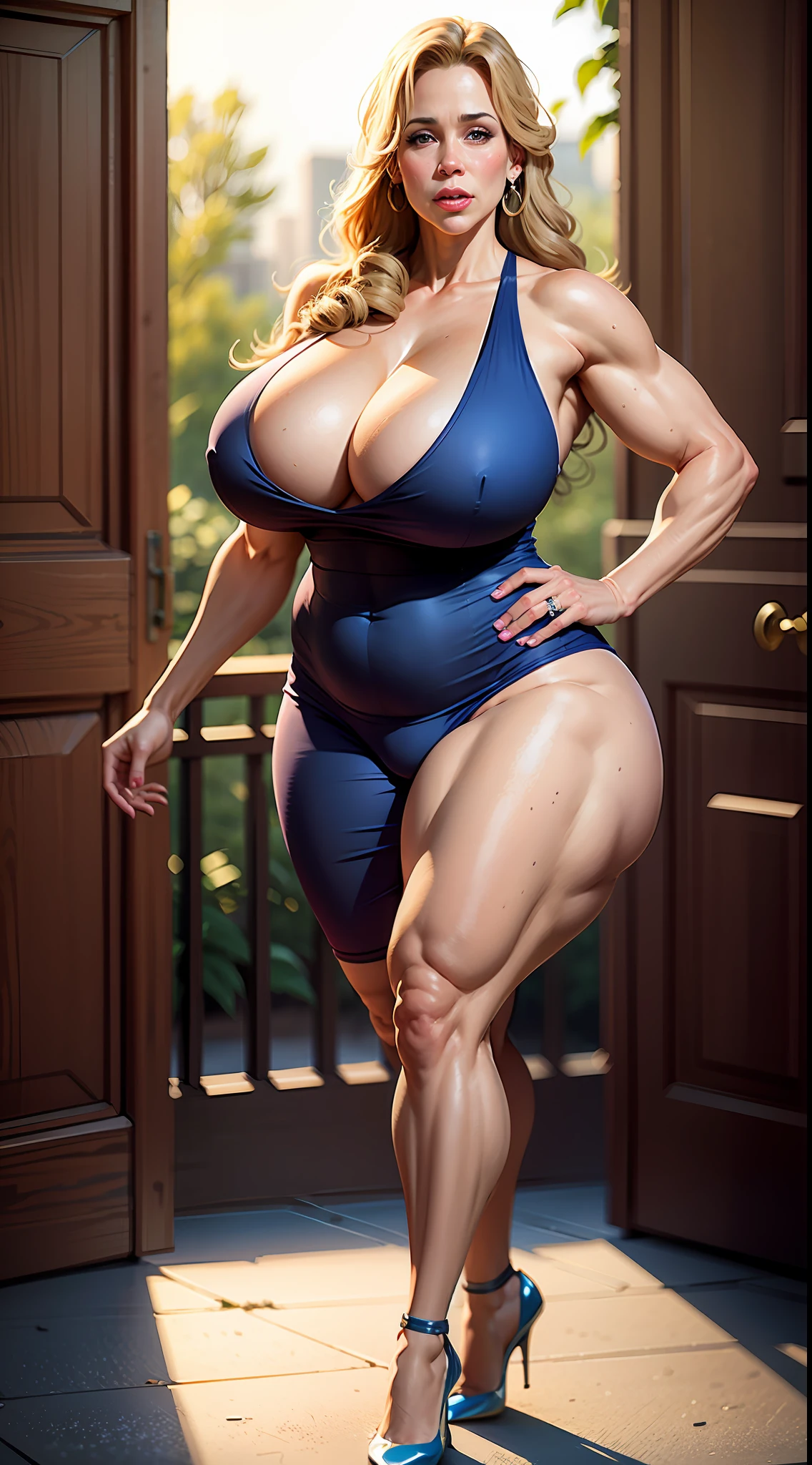 Chelsea Charms, long legs, athletic body, muscle body, 4k, 8k, realistic, highly detailed face, highly detailed body, highly detailed skin, full body shot, in frame, sweat body, masterpiece, best quality,