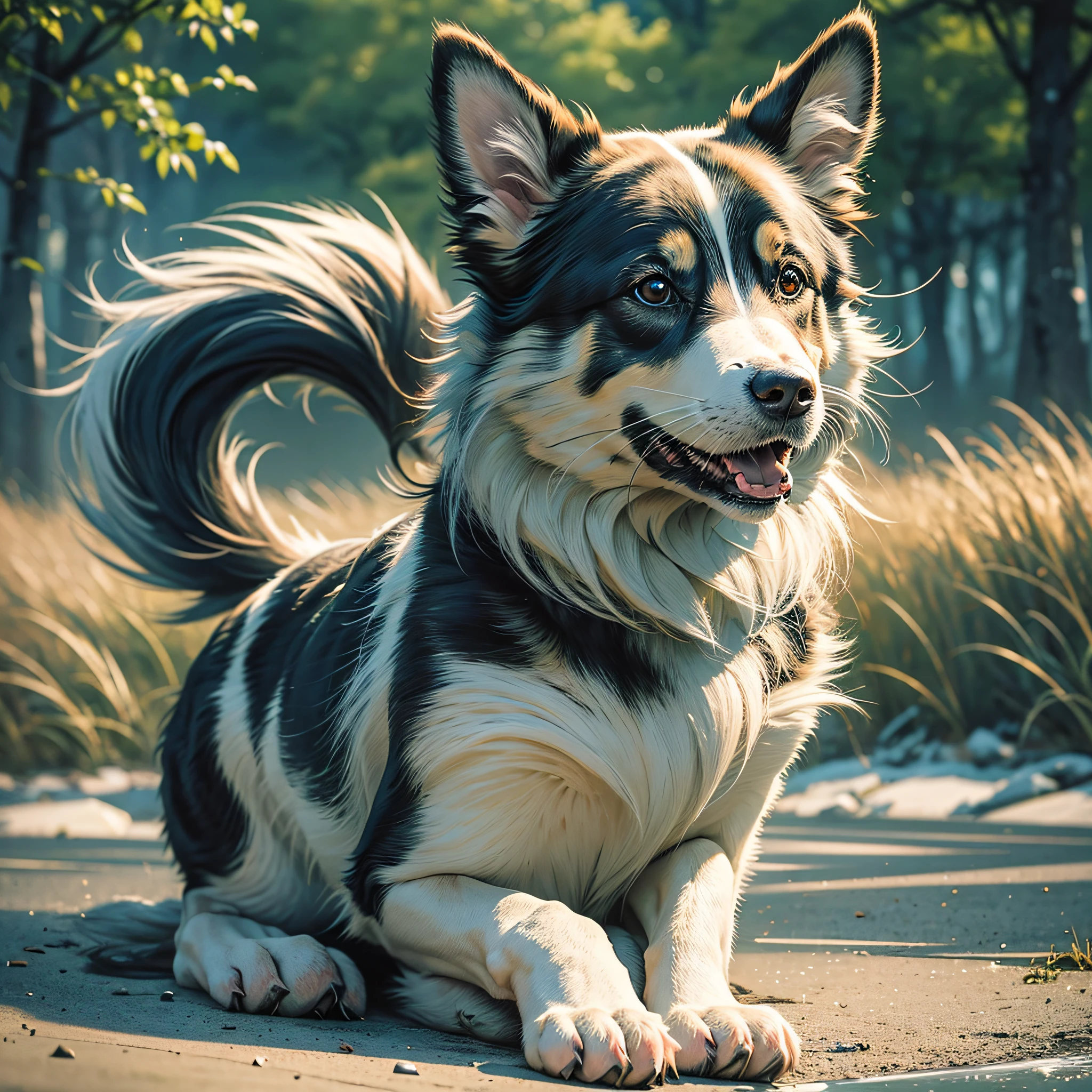 best quality, high resolution, ultra-realistic, detailed, impressive, beautiful, dynamic angle, dynamic pose, cute dog border collie --auto --s2