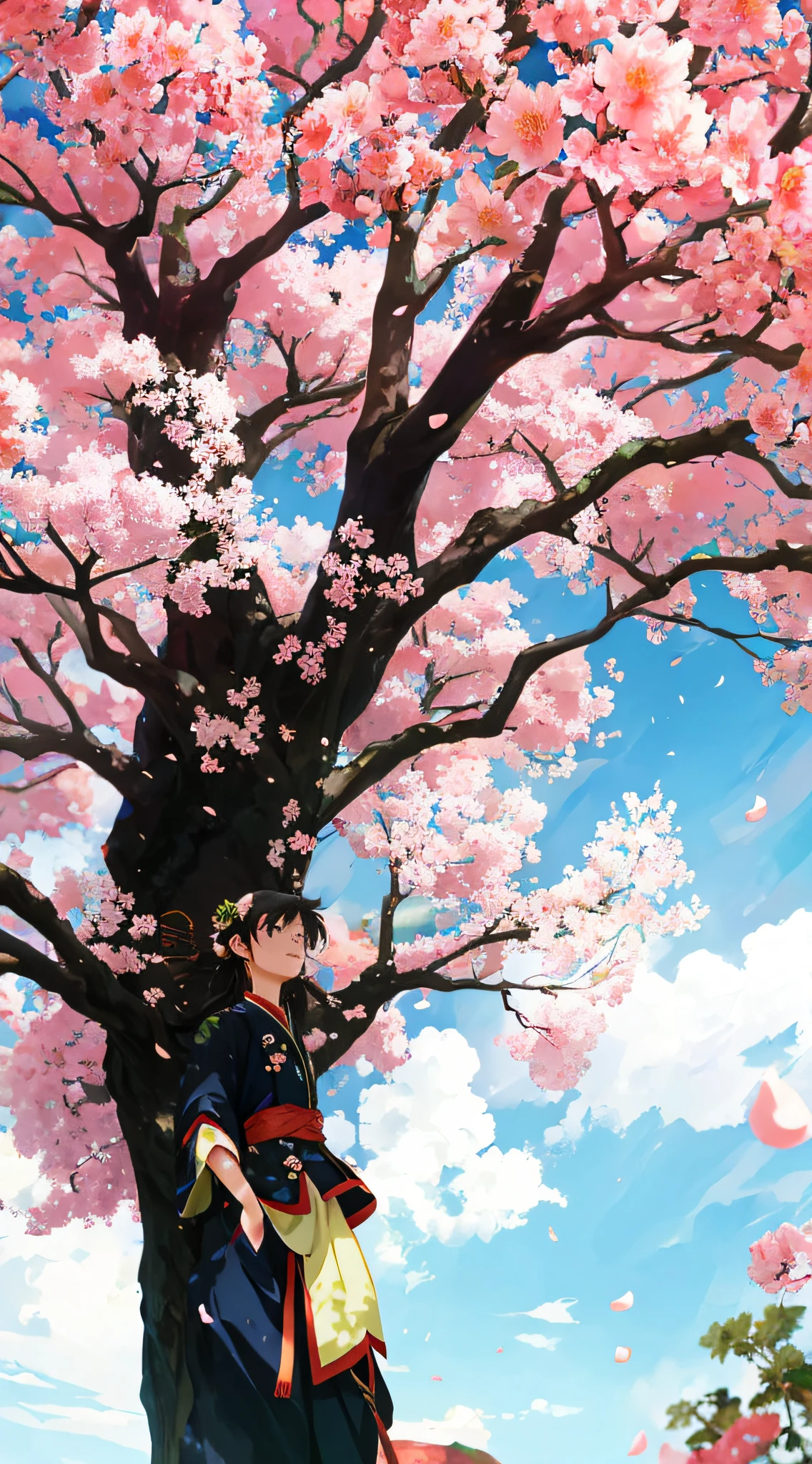 Under the giant tree of bitterness, the nine-tailed demon fox Tushan Yaya looked at the bitter tree 45 degrees on his back, his eyes were full of tears, and the petals of the sky fluttered,