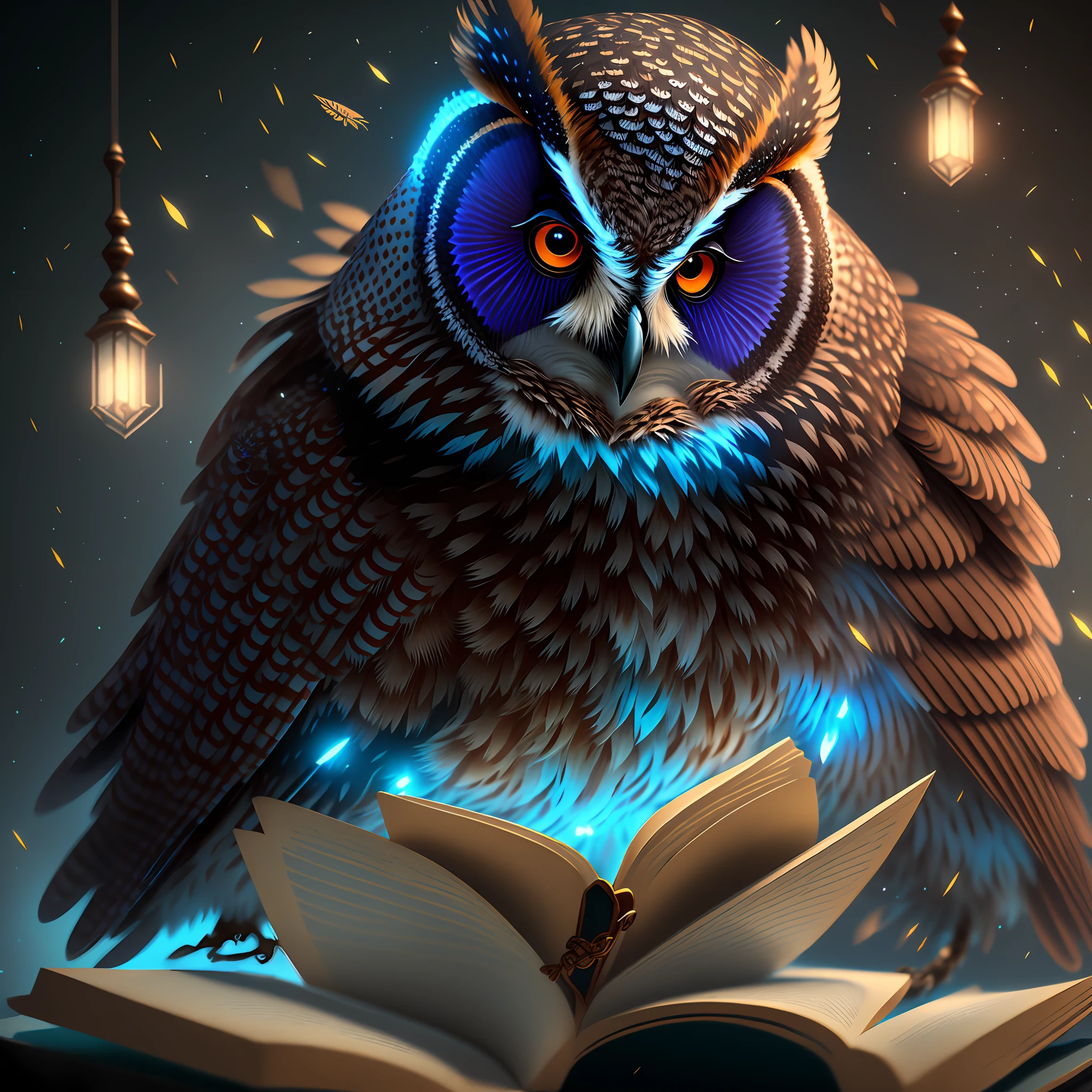 owl with a book, fantasy, frostpunk, volumetric lighting: 0.8, concept art, brushstroke style, artstation, trend, highly detailed, transparent background, masterpiece --auto --s2