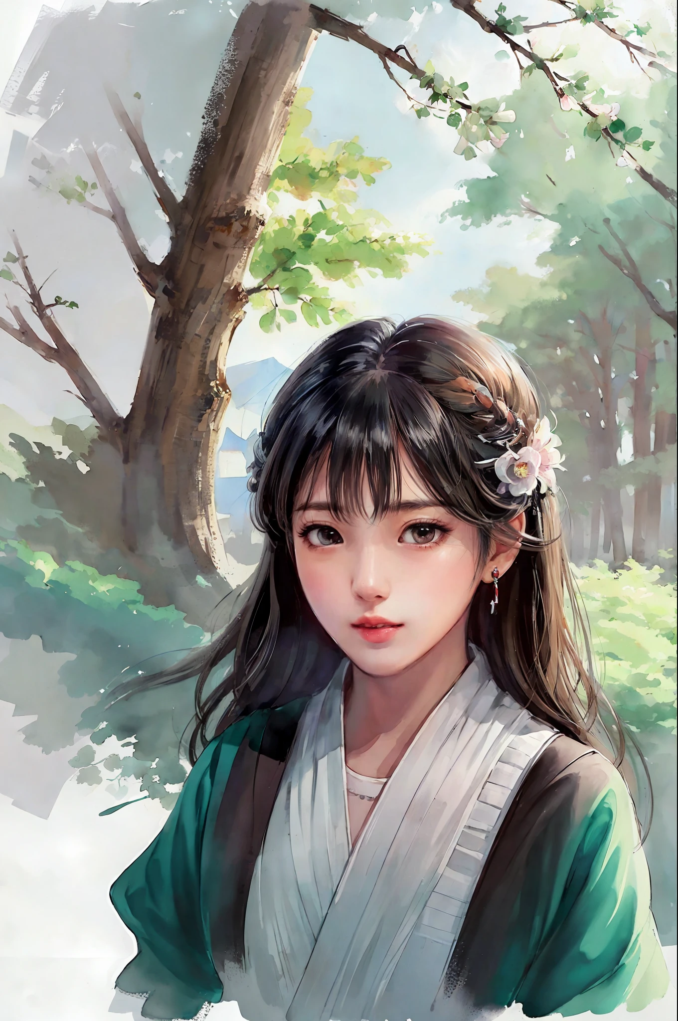stechu,(white background:1.4), ((tachi-e)), original,(illustration:1.1),(best quality),(masterpiece:1.1),(extremely detailed CG unity 8k wallpaper:1.1), (colorful:0.9),(panorama shot:1.4),(solo:1.2), (ink splashing),(color splashing),((watercolor)), clear sharp focus,{ 1boy standing },((korean style )),flower background,outdoors,rocks, looking at viewer, make happy expressions,soft smile,pure,beautyfull detailed face and eyes,beautyfull intricacy clothing decorative pattern details, black hair,black eyes,colorwater
