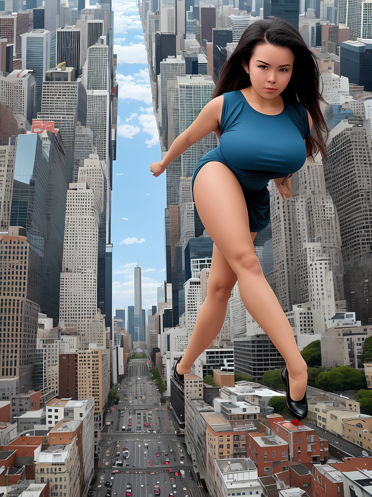 Giantess, trample the city