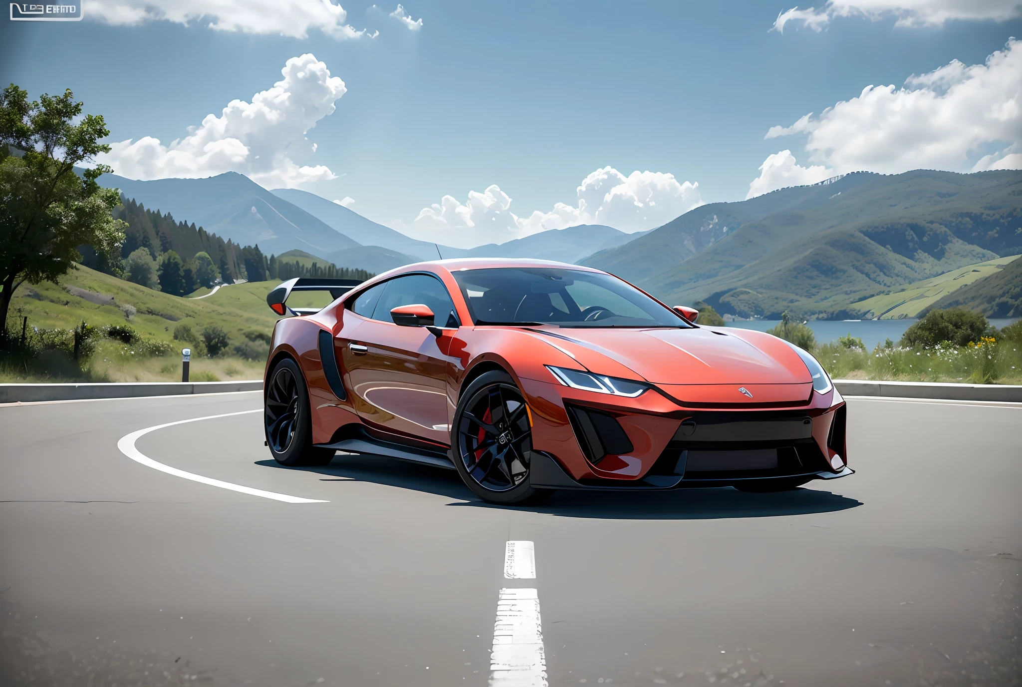 Masterpiece, UHD, detail, best quality, 8K, wide-angle lens, auto show, 1 electric car in red, blue, white, black, green, yellow, styling ahead of the concept style.