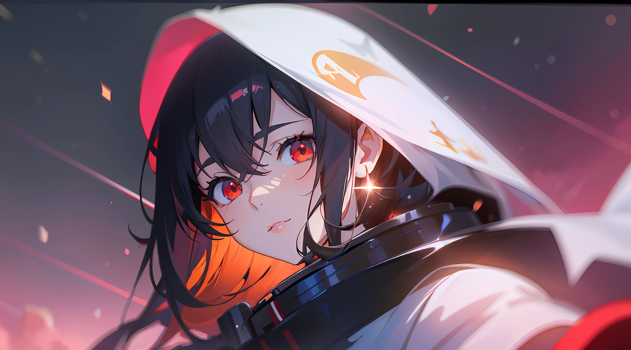 anime girl with red eyes and a hood on, anime style 4 k, portrait anime space cadet girl, badass anime 8 k, best anime 4k konachan wallpaper, ilya kuvshinov. 4 k, artwork in the style of guweiz, anime art wallpaper 8 k, anime art wallpaper 4 k, anime art wallpaper 4k, detailed digital anime art