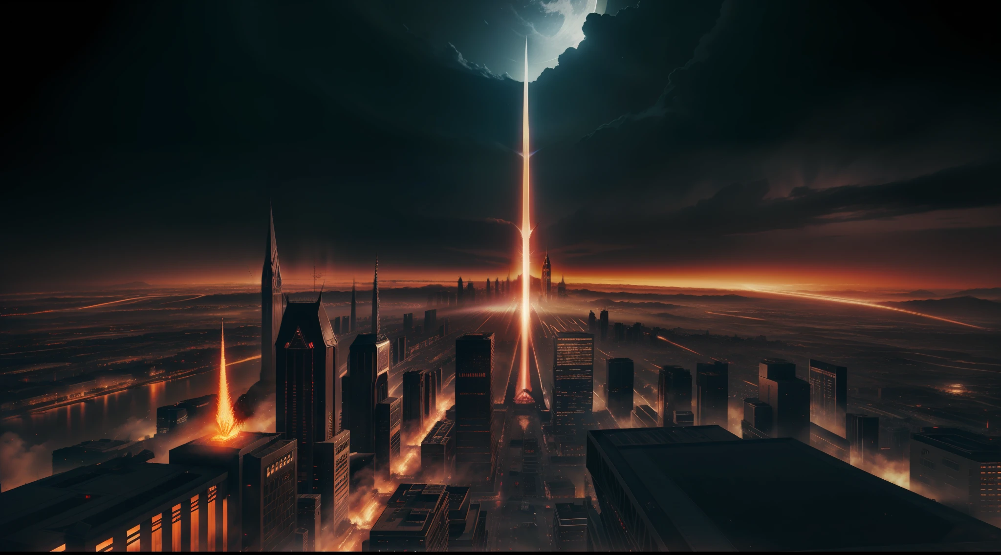 Sauron, Lord of the Rings, J.R.R. Tolkien, Cyberpunk City Background, Vibrant, Photorealistic, Realistic, Dramatic, Dark, Sharp Focus, 8k