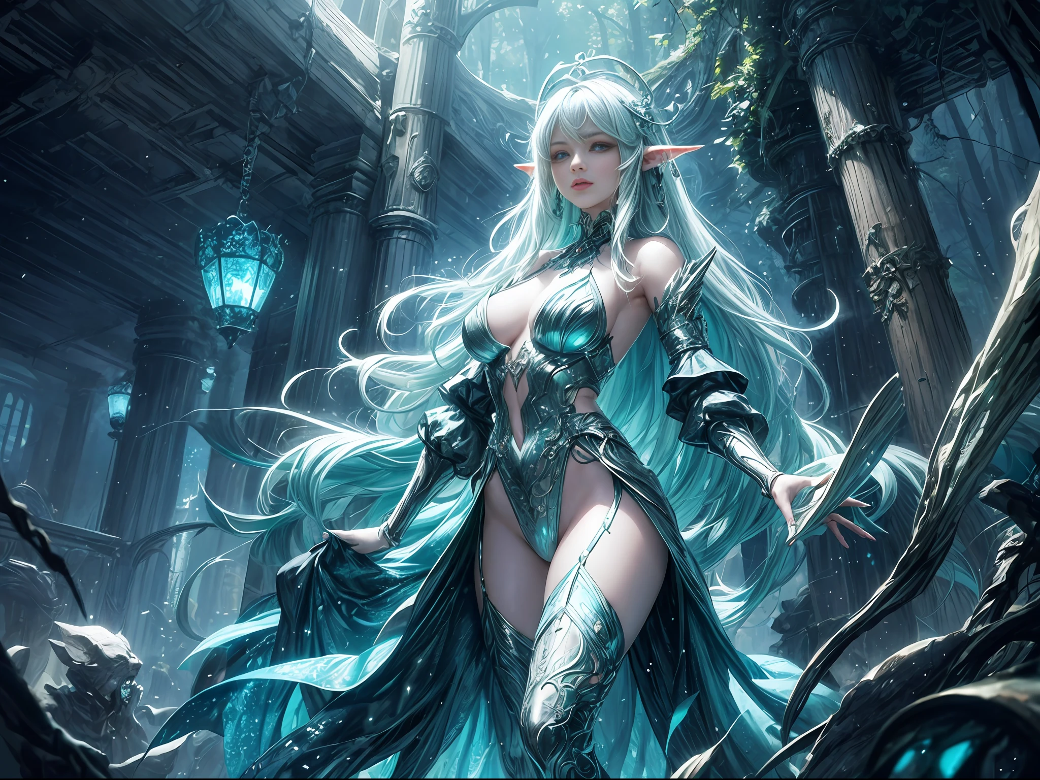 In a mysterious, enchanted forest bathed in ethereal moonlight, a figure emerges from the shadows. It is a captivating being that defies conventional fantasy archetypes—an extraordinary fusion of nature and technology. Meet the Cyborg Elf.
Standing tall and graceful, this cyborg elf possesses an otherworldly beauty. Their alabaster skin gleams with a metallic sheen, adorned with intricate circuitry that pulses with a gentle, soft glow. Their flowing, verdant hair cascades down, intertwined with delicate wires that seem to merge seamlessly with their elven features.
Their vibrant emerald eyes, partly obscured by a visor-like augmentation, shimmer with intelligence and an untamed spirit. Embedded within their pointed ears, glimmering gem-like implants enhance their acute senses, allowing them to perceive the world beyond mere mortal limitations.