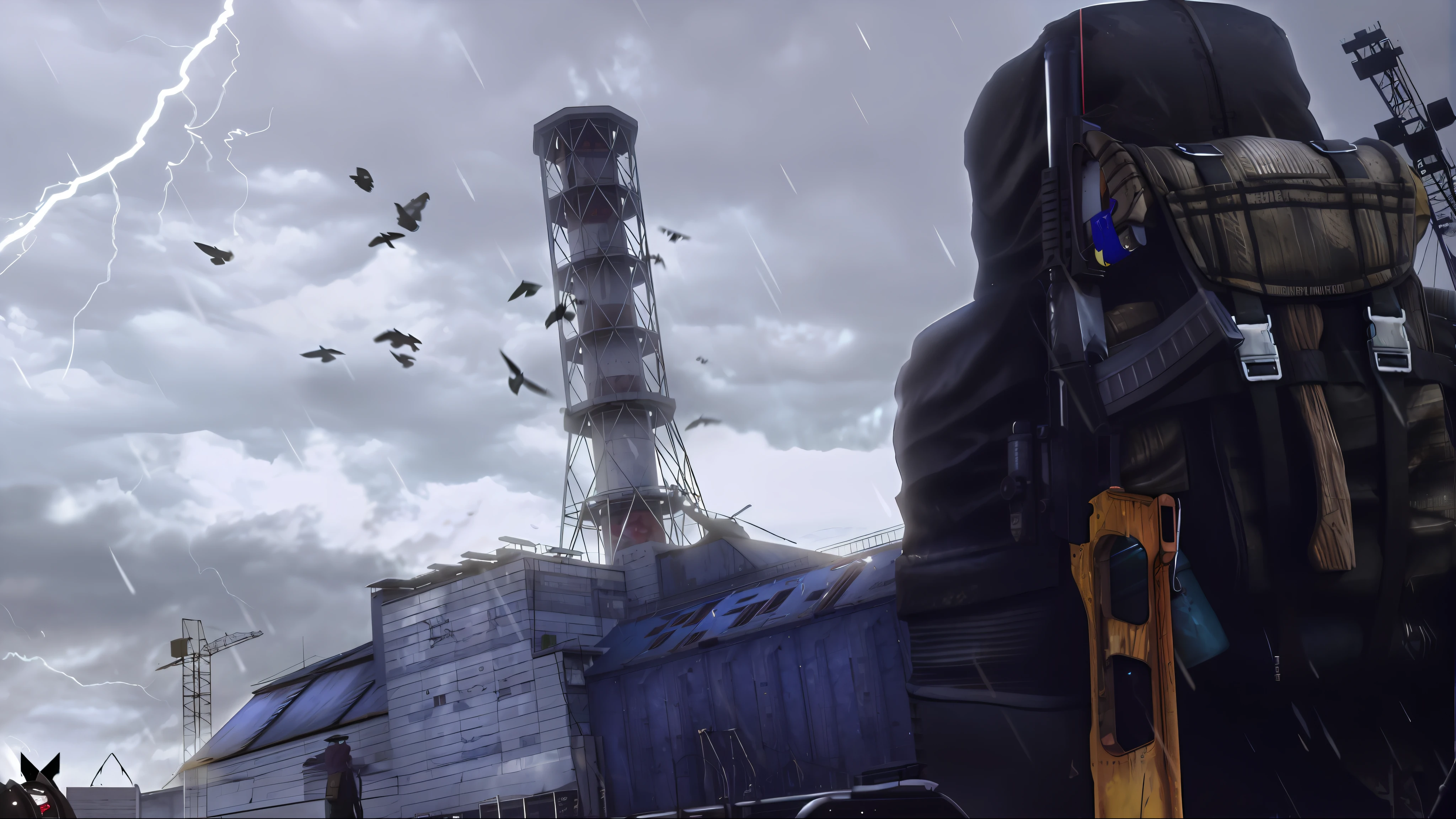 there is a man with a backpack standing in front of a building, in postapocalypse city, nuclear wasteland, dieselpunk norilsk city, screen shot of cod, screenshot from game, concept art like ernest khalimov, screenshot from the game, post apocalyptic theme park, neo norilsk, ( apocalyptic ) 8 k, in a post-apocalyptic wasteland