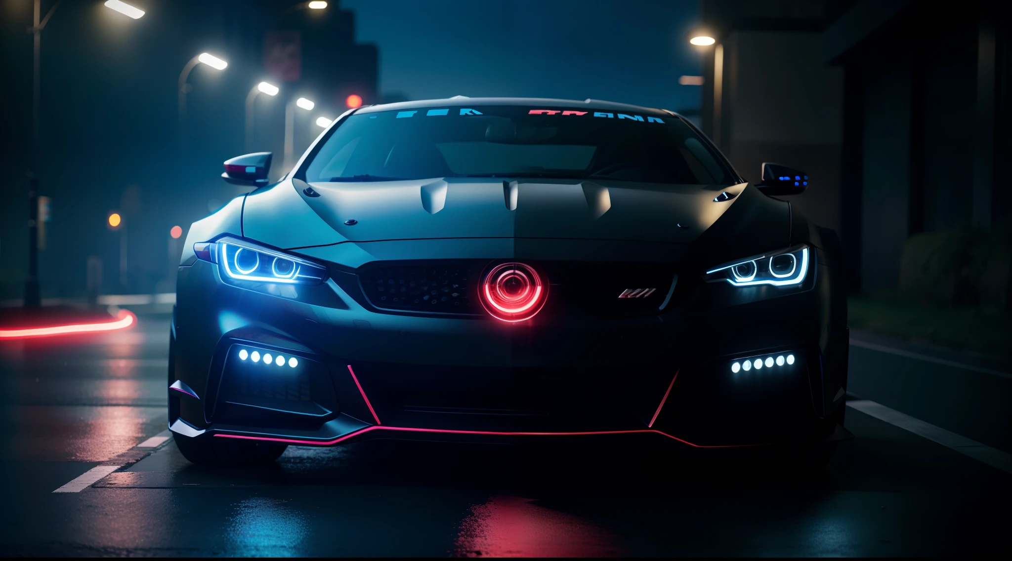 Cyber Urban Fantasy Car, vibrant, photorealistic, realistic, dramatic, dark, sharp focus, 8k