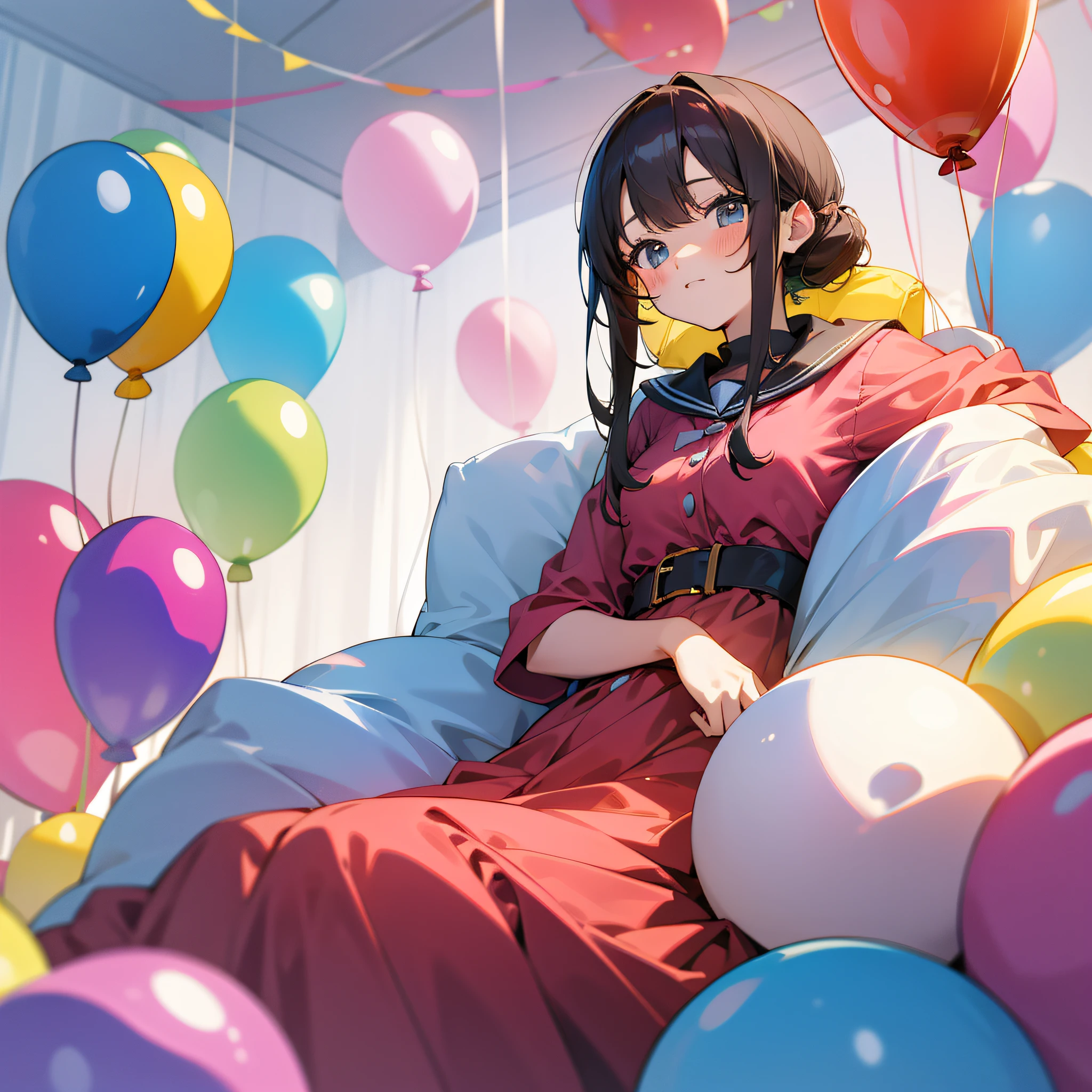 balloons, cute girl, cute room, relaxing