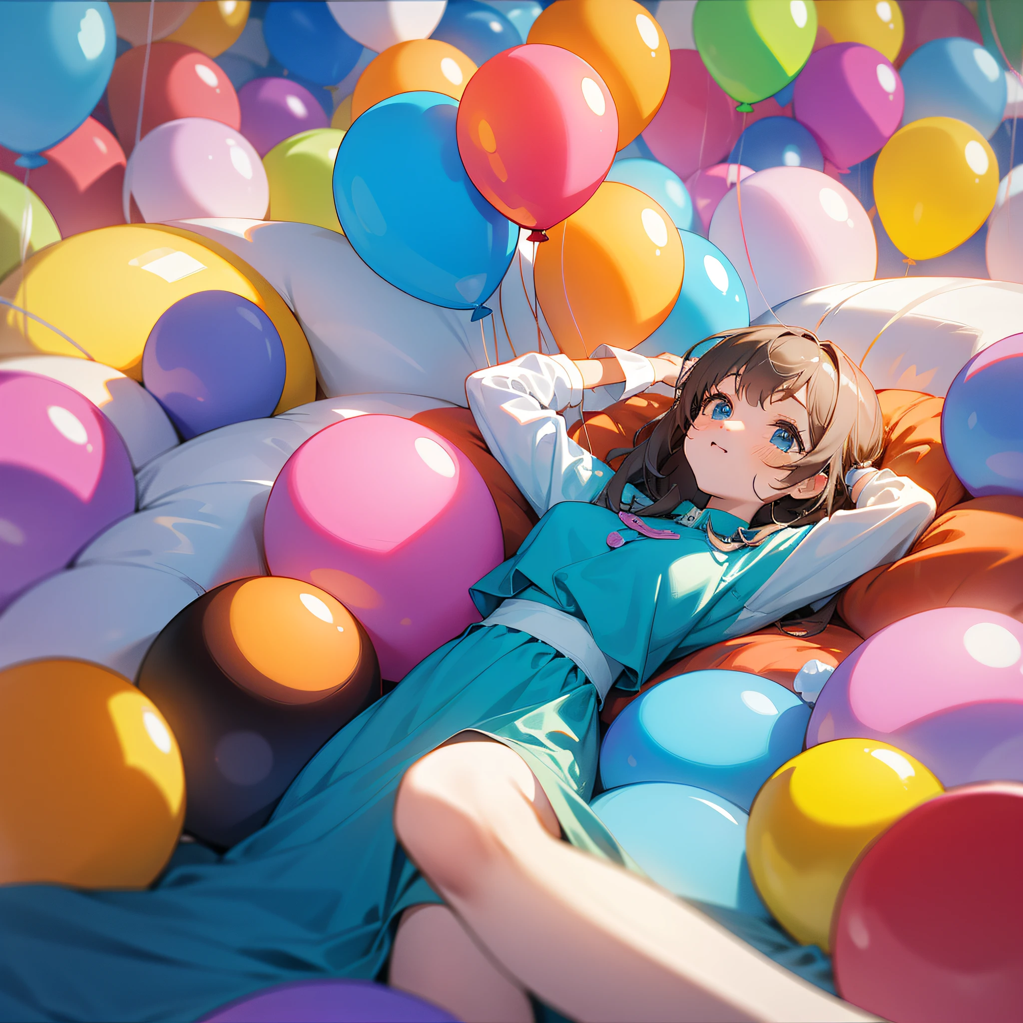 balloons, cute girl, cute room, relaxing