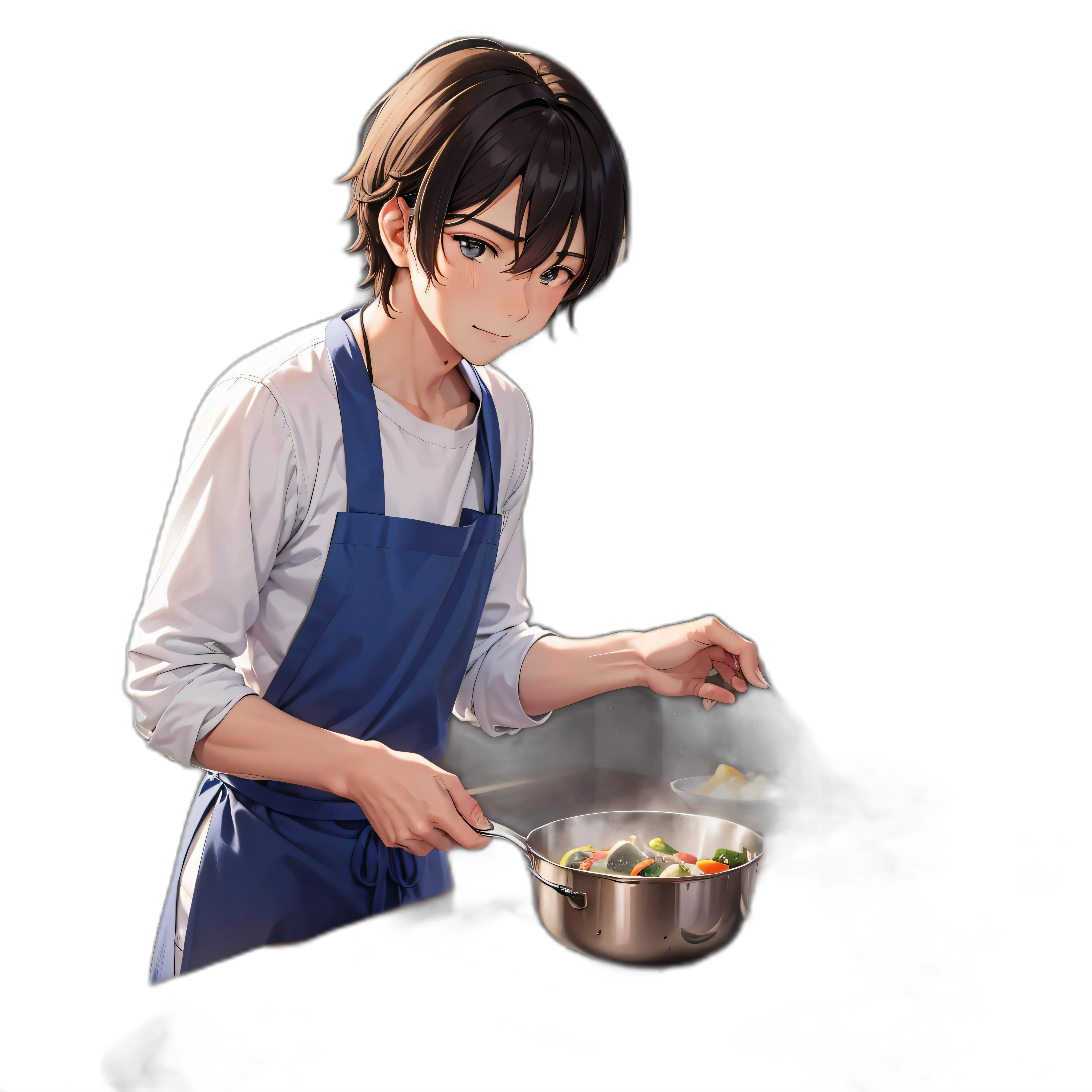 Man who loves to cook, anime, vegetables, with vegetables, lots of vegetables