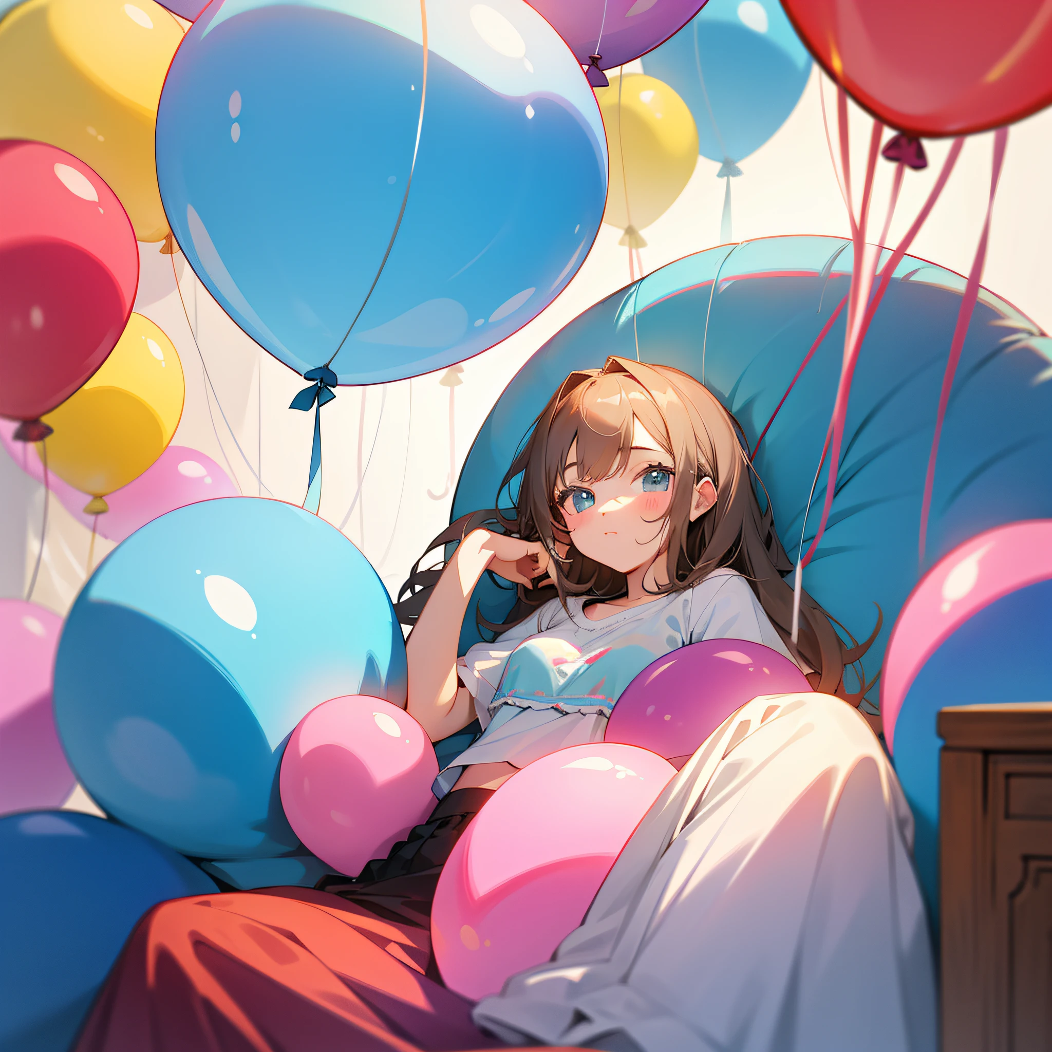 balloons, cute girl, cute room, relaxing