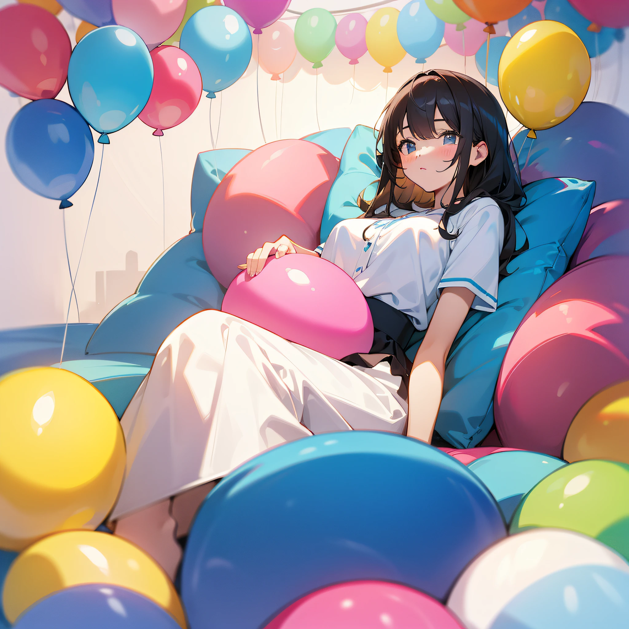 balloons, cute girl, cute room, relaxing