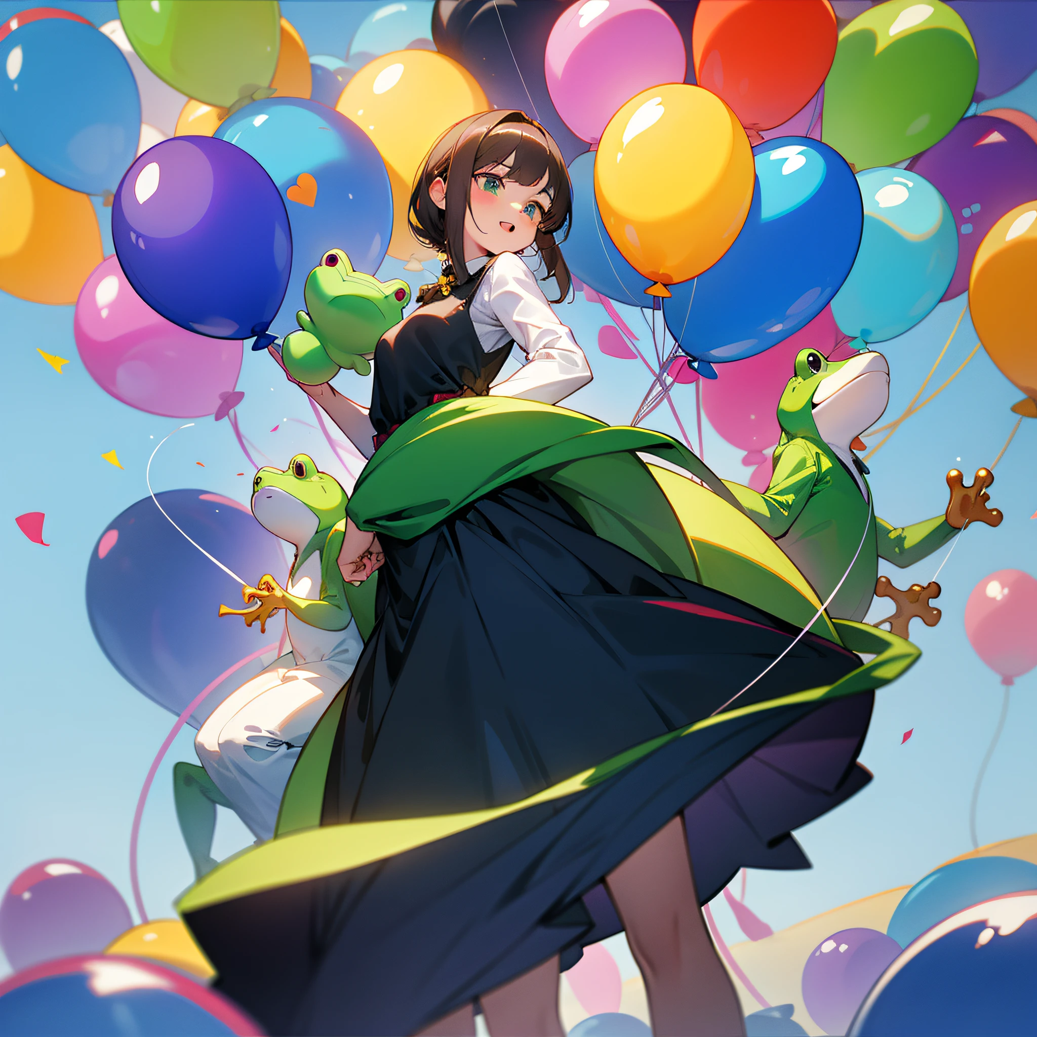 Frogs, balloons