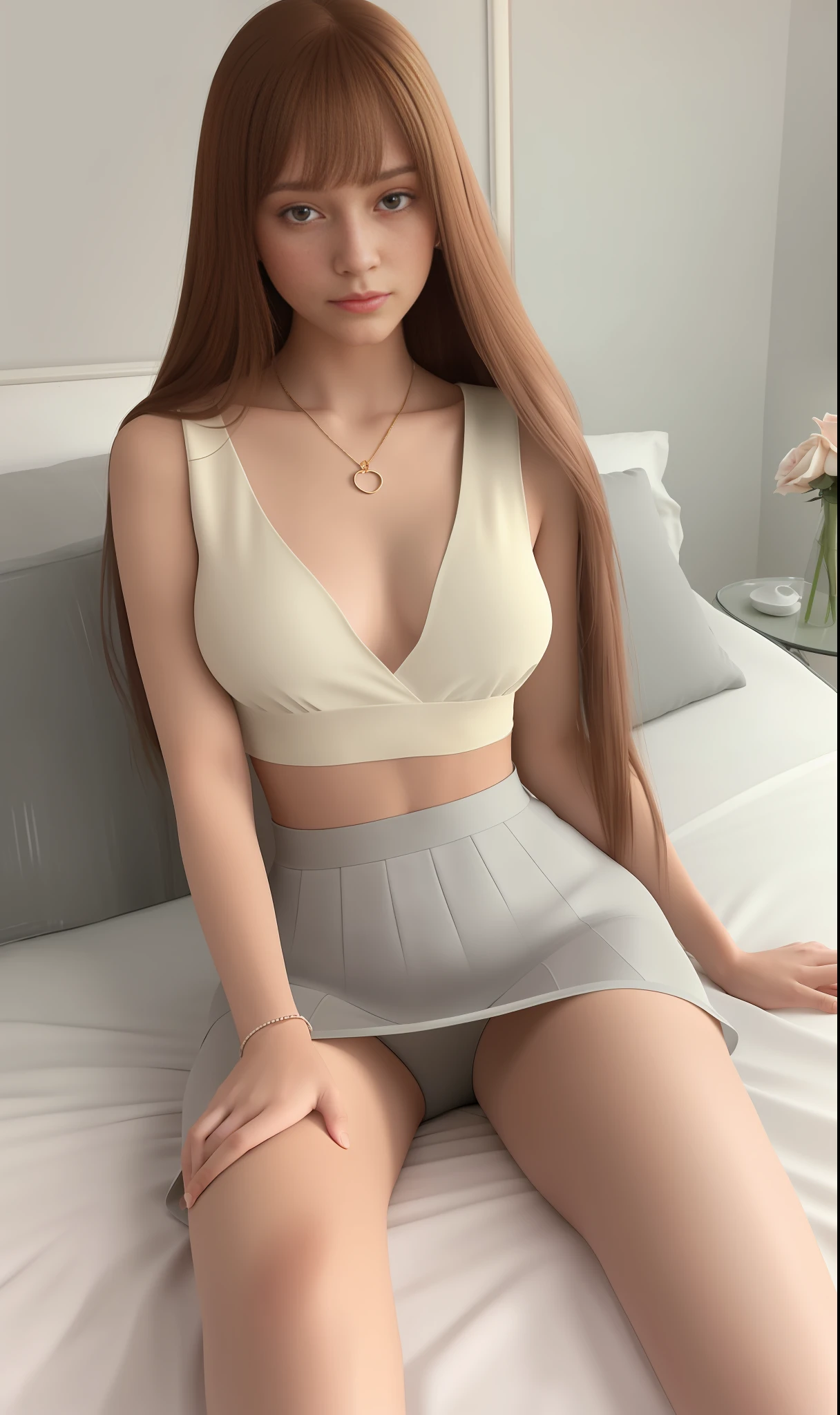 1 (Rose),
long hair, straight hair, bangs, ((clothes))),
 Virtual Girl Aim, Crystal Pendant,
Watch the viewer,

beautiful
photoreal,
(detailed clothing features),
cinematic shots,
insane details,
fine details,
photography
8K resolution,
Full HD,
(Raw photo: 1.2),
(Photorealistic: 1.4),
(Masterpiece: 1.3),
DSLR,
(Top quality: 1.4),
Ultra High Resolution, (Sleeping in bed: 1.8, Legs wide open: 1.8), Ultra Detailed Face, Highly Detailed Lips, Detailed Eyes, Double Eyelids, Beautiful OL, Japan, Panting Face, Close Eyes, Open Mouth Wide, Thin Waist, Creeping, Sheer White Blouse, Gray Skirt, Small Waist, Thin Thighs, Legs Spread Wide, Beige Pantyhose: 1.8, Facing Up