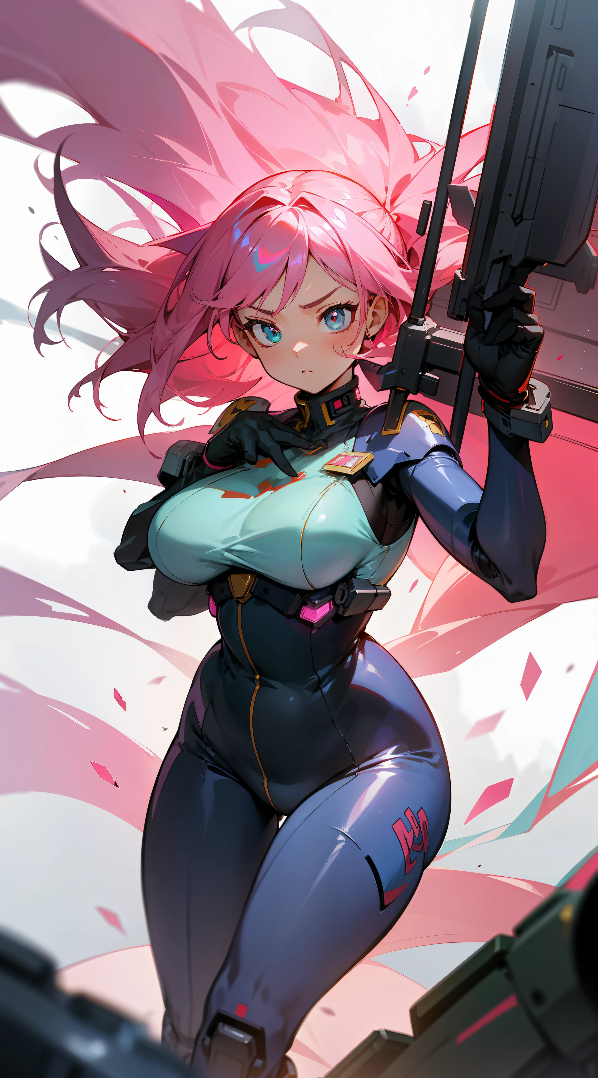 ((Mecha Girl)), ((Mecha Girl)) (Robot Mecha), (Plump Body), (Tight Leather Suit), (Larger Breasts), In a battlefield full of war and chaos, Mecha Girl 1 stands majestically. She wears a black leather jacket to show her sexiness and confidence. The leather jacket fits her plump figure, highlighting her femininity and strength.
Mecha Girl 1's hair was a gorgeous sea of pink, falling on her shoulders like silk. The hair gently flutters in the wind of battle, exuding a charming sheen. Every strand of her hair exudes her vitality and courage.
Her pupils are a pair of turquoise gemstones that reveal a glow of wisdom and determination. In the fierce atmosphere of the battle, her pupils flashed with calmness and determination, showing her combat experience and keen insight.
The mech shell of Mecha Girl 1 is a bright pink, smooth and shiny. Under the sunlight, the mecha shell emitted a dazzling light, like a shining rainbow. The curved design of the mecha shell highlights the grace and strength of her body, highlighting her majesty and delicate as a combatant.
The light from the battlefield shines through the smoke, casting a brilliant color that reflects on the body of Mecha Girl 1. Her eyes revealed firmness and determination, and the corners of her mouth rose slightly, exuding confidence and heroism. She holds a pink blade with a faint glow on the blade, symbolizing hope and victory.
In the battle scene, Mecha Girl 1 quickly shuttles between enemies, her mech shell emitting a faint pink glow, which blends with the fire of the battlefield. Her movements are elegant and sharp, and with every swing she carries power and speed to knock enemies to the ground.
The whole scene is full of tense atmosphere and dynamic visuals. Mecha Girl 1's hair color and pupil color contrast sharply with her mech shell