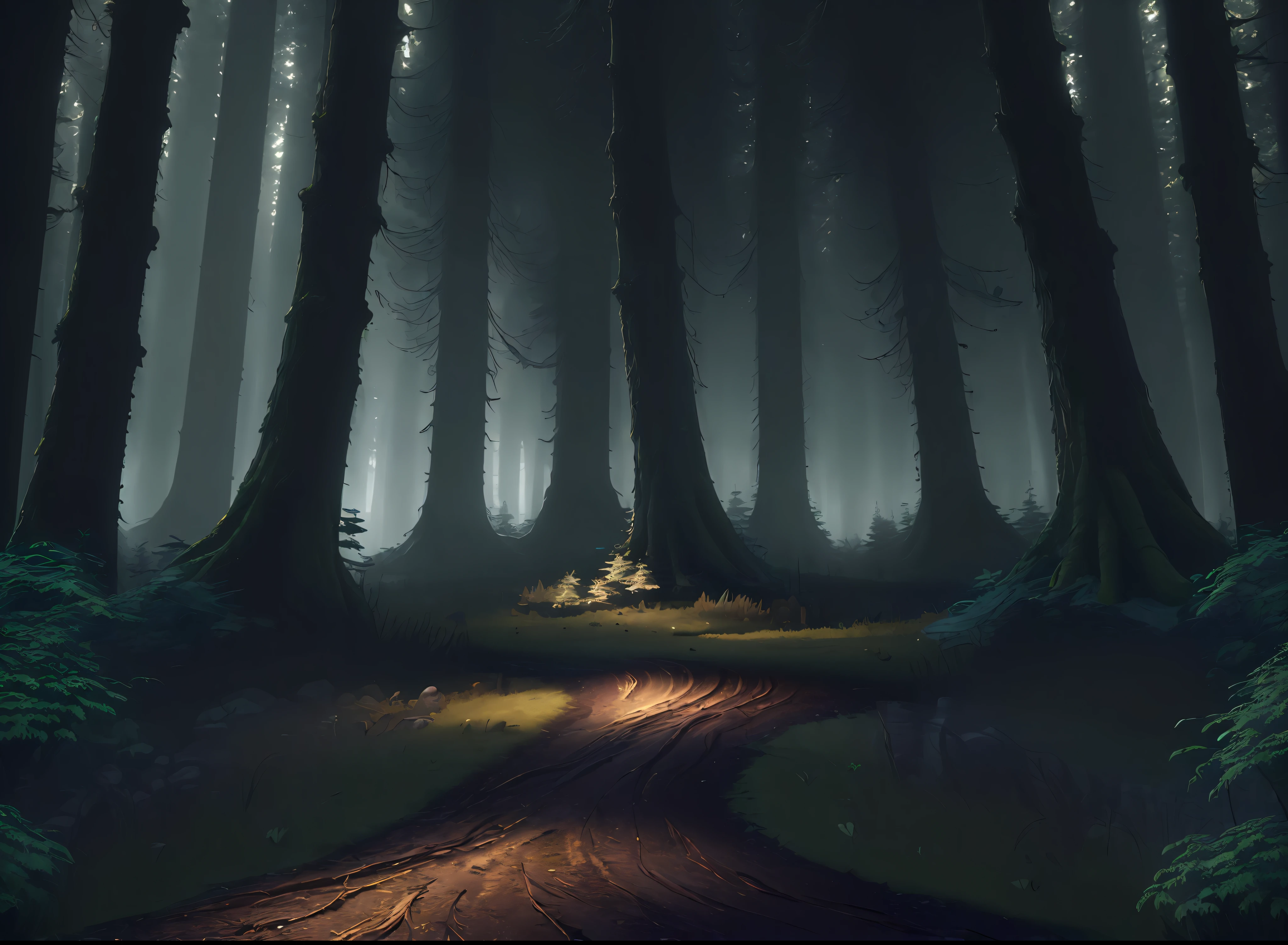 (((Masterpiece))), best quality, ultra-detailed CG unity 8k wallpaper dark forest