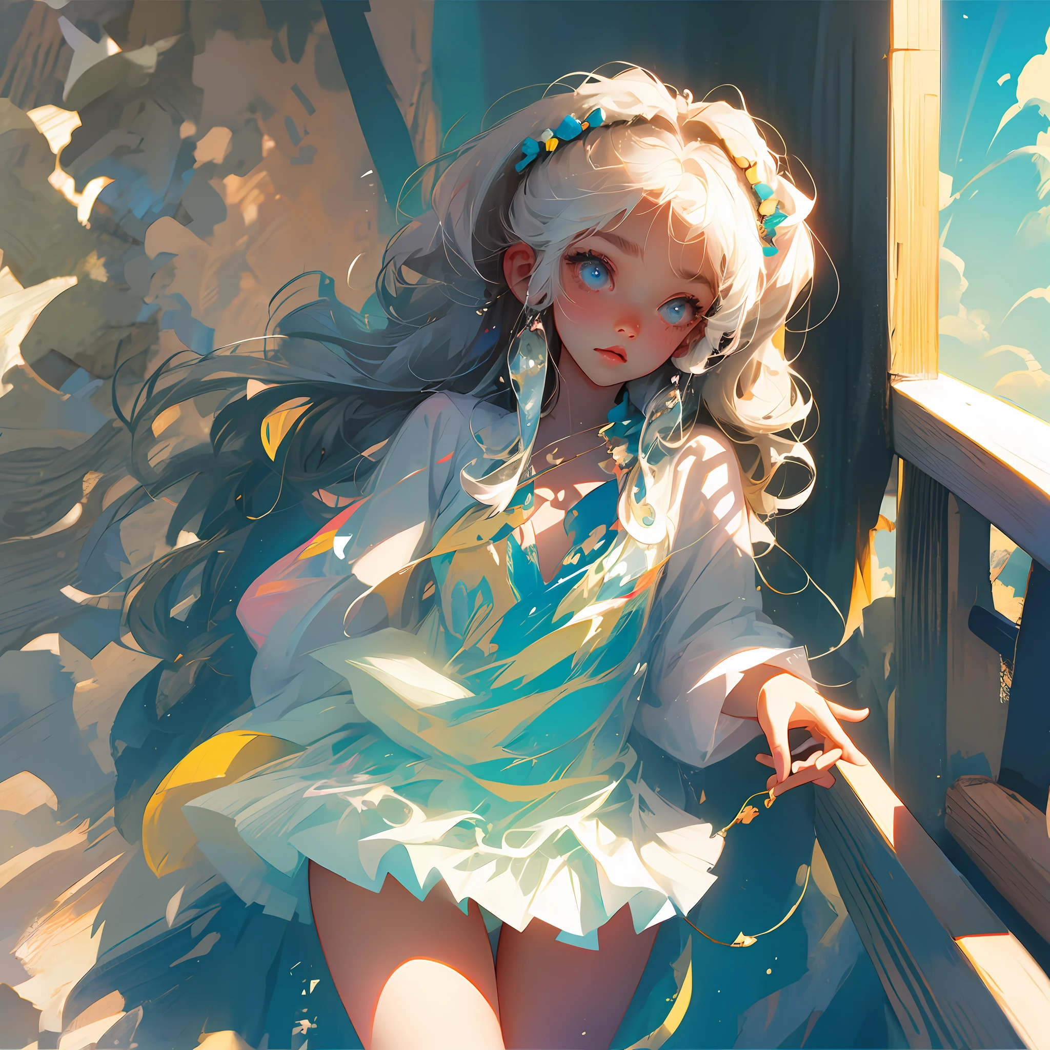 Beautiful girl white string swimsuit twin tail curl big sandy, --auto --s2