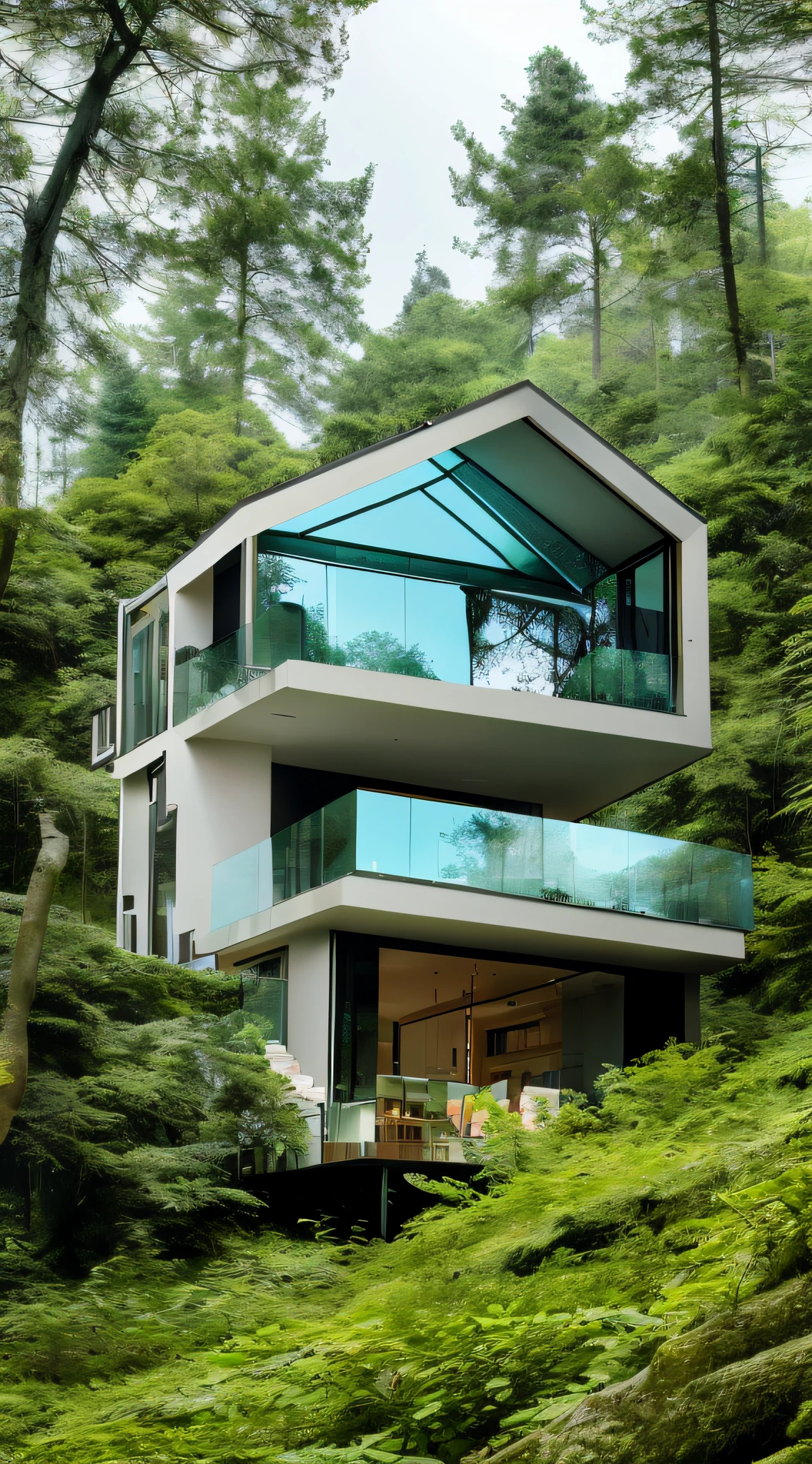 Glass villa in the forest