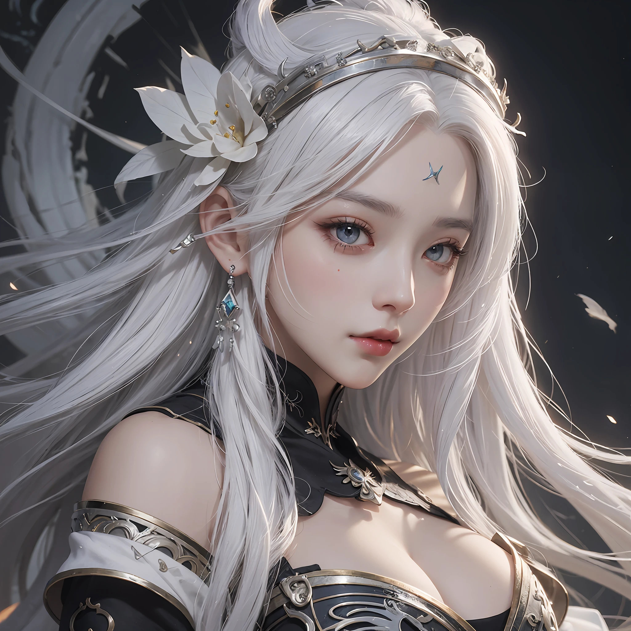 a close up of a woman with white hair and a white mask, beautiful character painting, guweiz, artwork in the style of guweiz, white haired deity, by Yang J, epic exquisite character art, stunning character art, by Fan Qi, by Wuzhun Shifan, guweiz on pixiv artstation --auto --s2