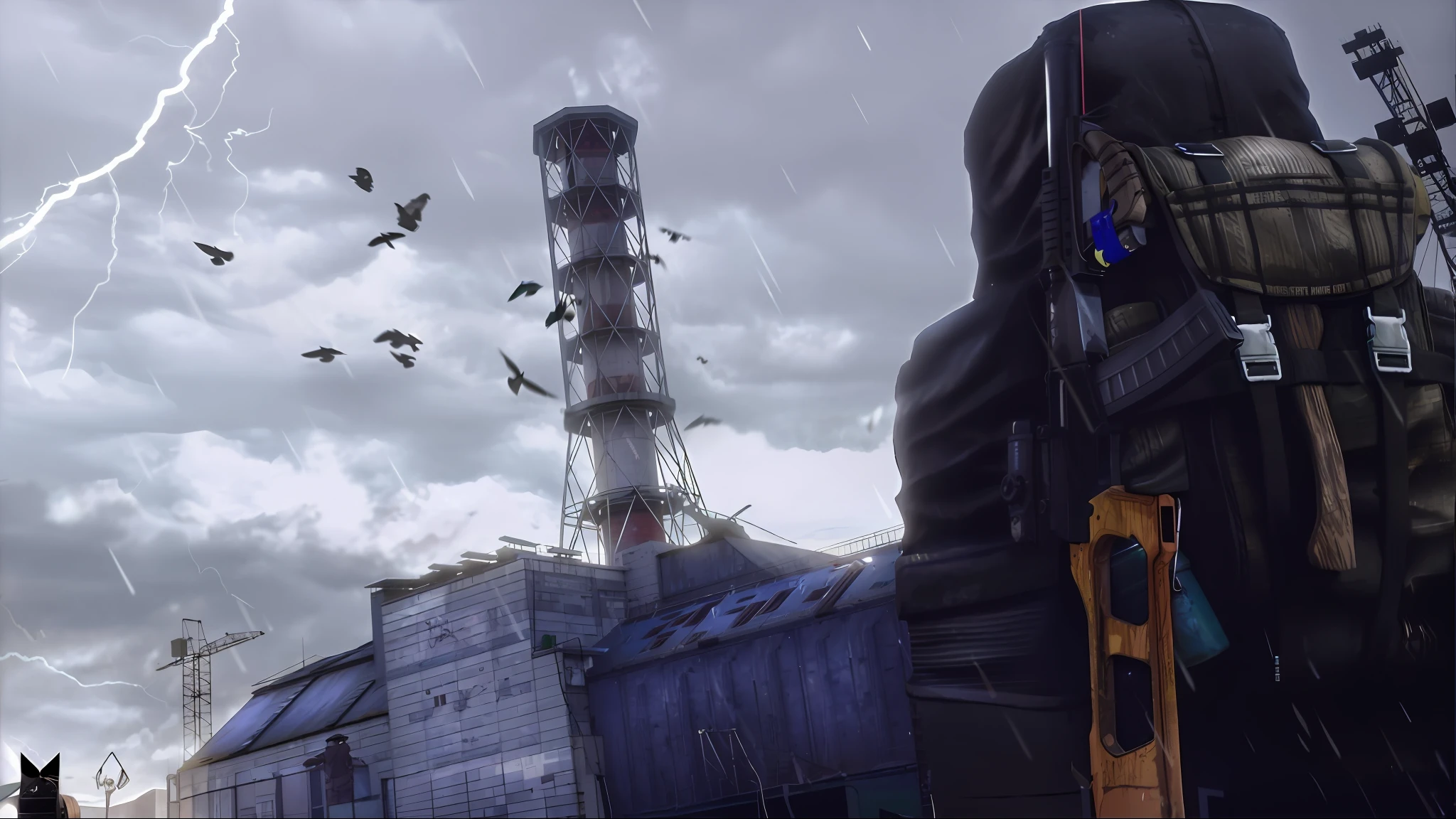 there is a man with a backpack standing in front of a building, in postapocalypse city, nuclear wasteland, dieselpunk norilsk city, screen shot of cod, screenshot from game, concept art like ernest khalimov, screenshot from the game, post apocalyptic theme park, neo norilsk, ( apocalyptic ) 8 k, in a post-apocalyptic wasteland