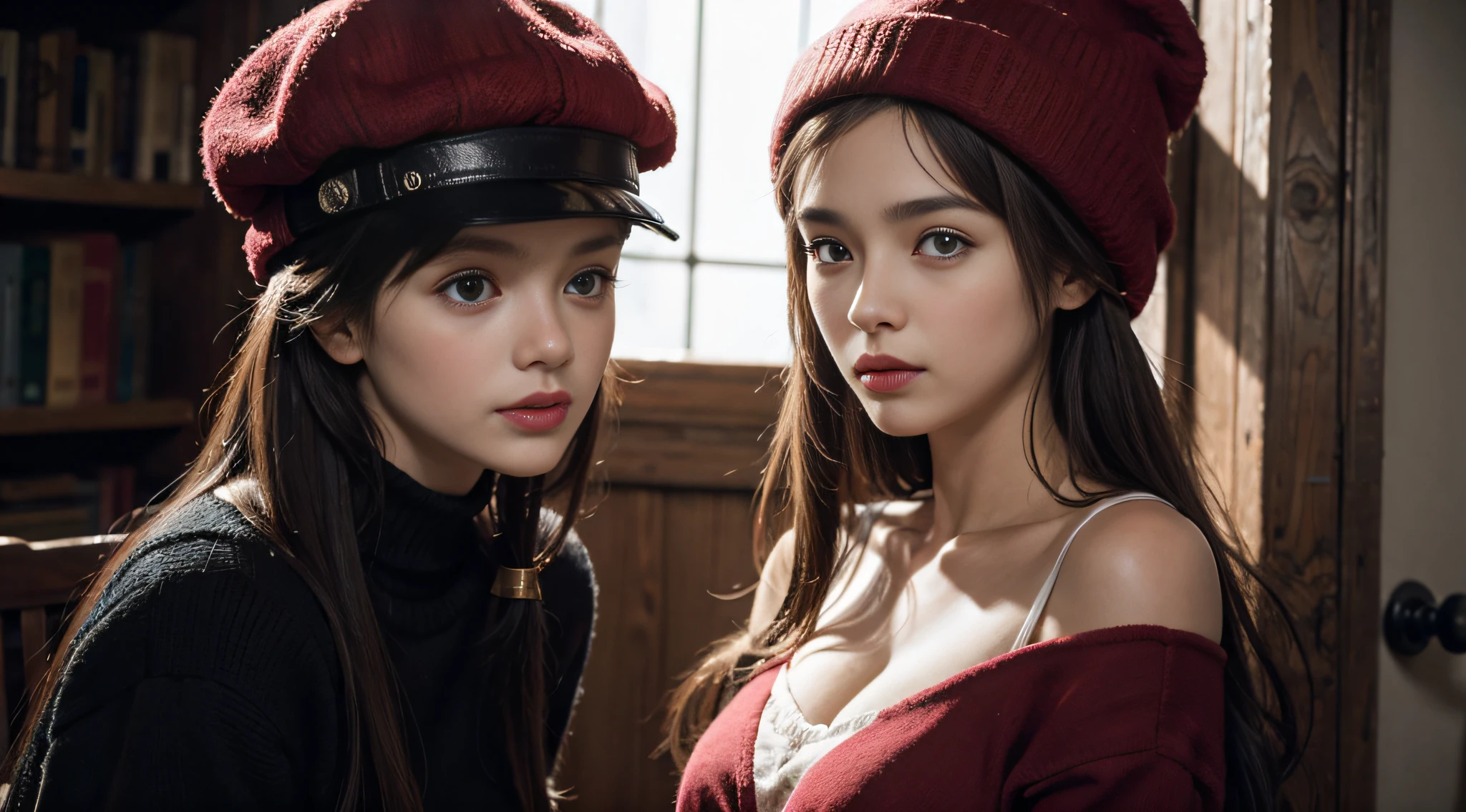 Saskia in a red hat