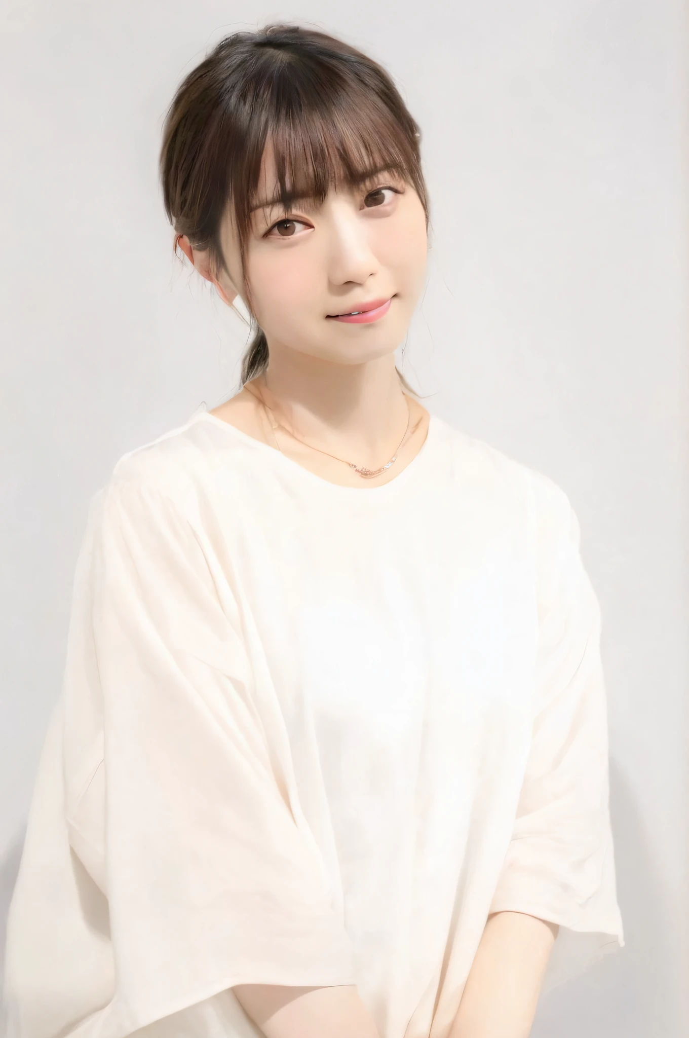 a close up of a woman with a white shirt and a necklace, chiho, 奈良美智, shiori teshirogi, narumi kakinouchi, by Ayami Kojima, tsutomo nihie, shikamimi, harumi, sui ishida, aoi ogata, paru itagaki