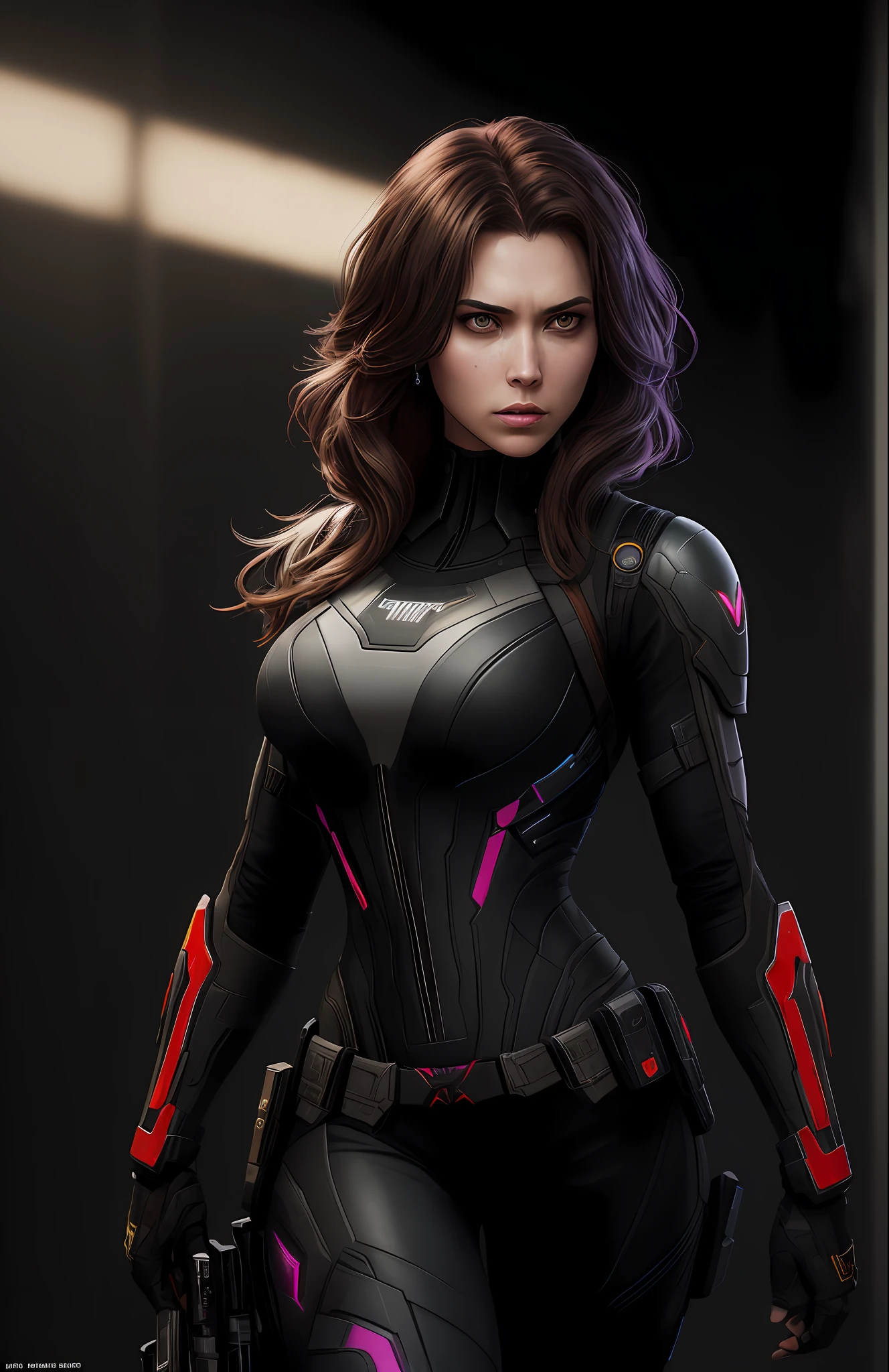 (dark shot: 1.1), epic realistic, Black Widow (sexy) from Marvel, gradient yellow, black, brown and magenta color scheme, grunge aesthetic!!! graffiti tag wall background, art by Greg Rutkowski and artgerm, soft cinematic light, Adobe Lightroom, darkroom, HDR, intricate, highly detailed, (depth of field: 1.4), faded, (neutral colors: 1.2), (hdr: 1.4), (muted colors: 1.2), hyper-detail (artstation: 1.4), cinematic, warm light, dramatic light (complex details: 1.1)