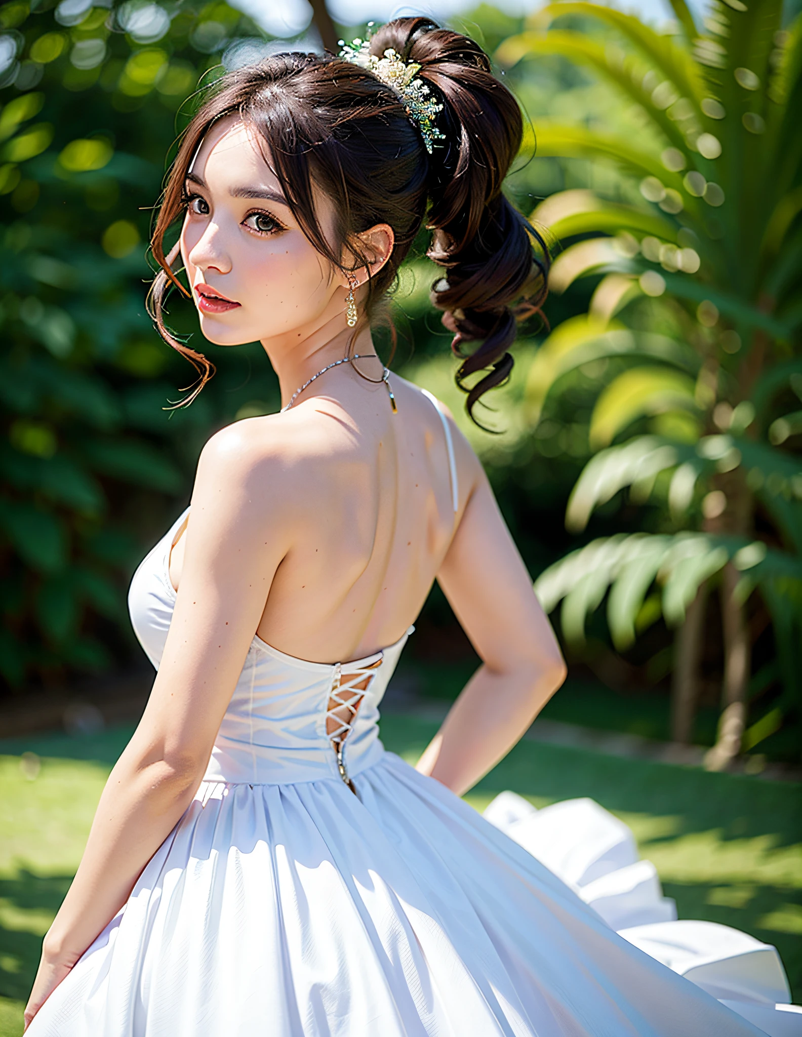Beautiful woman looking back