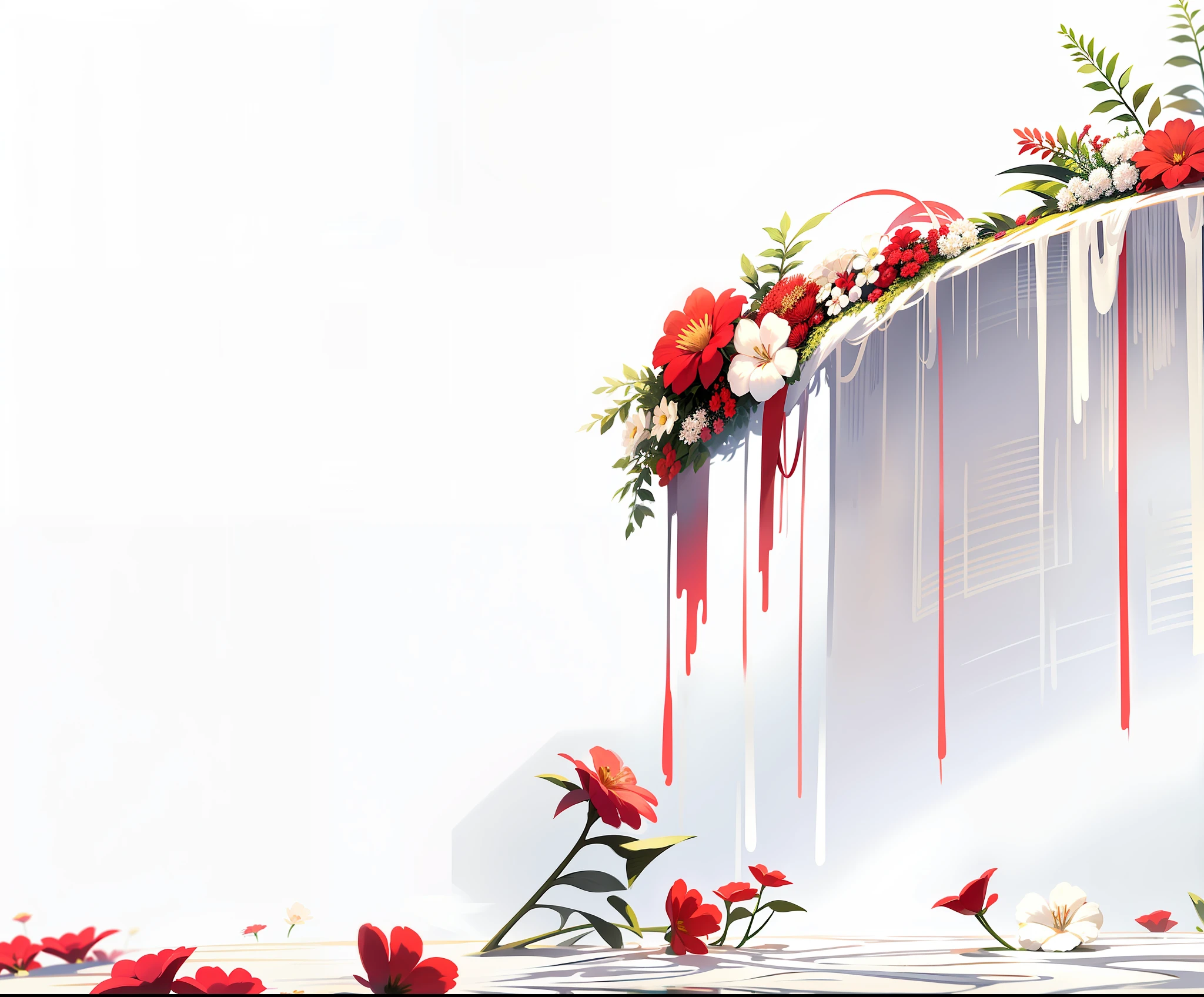 a white and red flower border with a white background, celestial red flowers vibe, white border and background, red and white flowers, fine background proportionate, extremely high resolution, background image, plain background, flower background, isolated background, flowers in background, flowers background, high definition background, large white border, red and white color theme, red flowers, detailed background